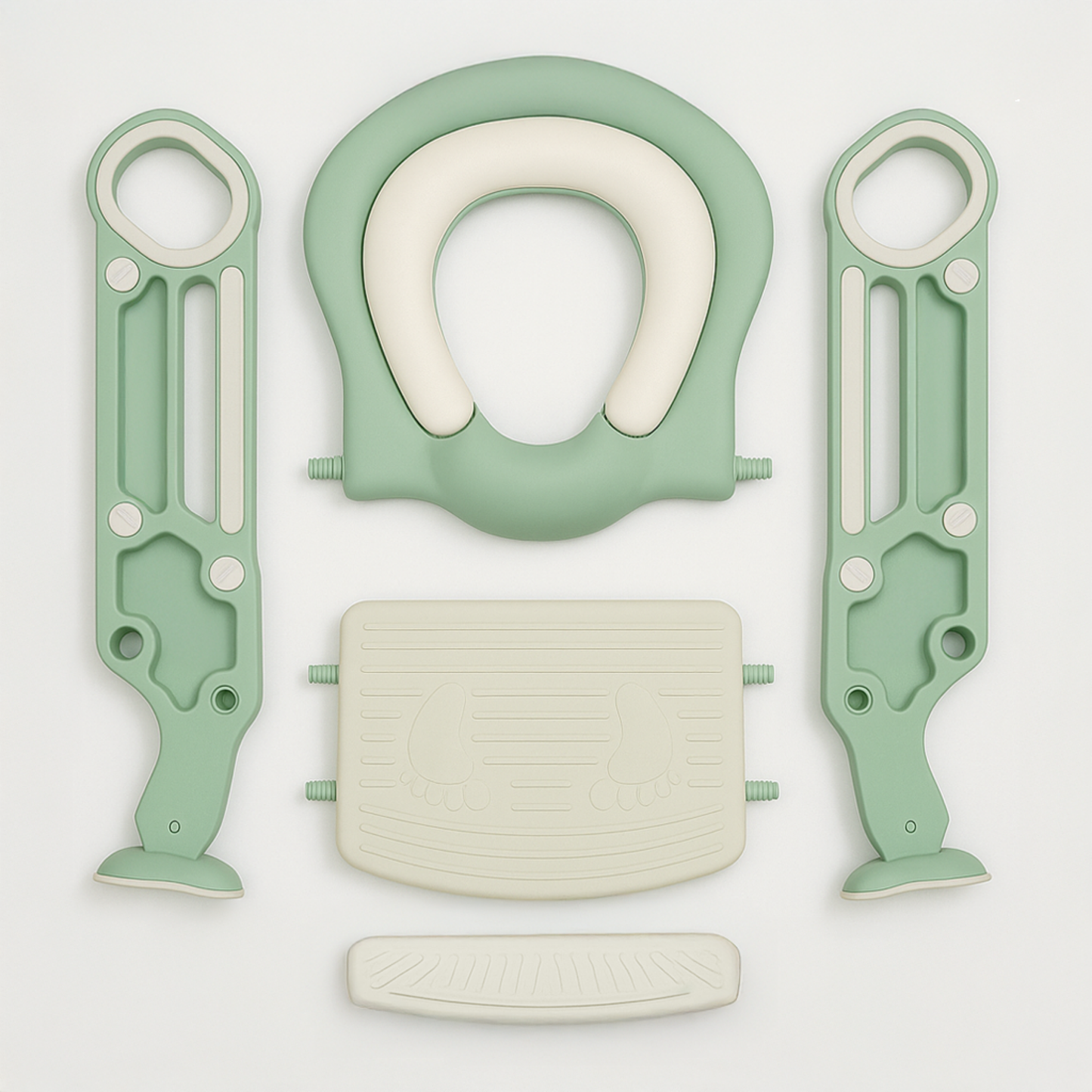 Straame Toddler Toilet Ladder Seat - Adjustable Potty-Training Seat, Soft Cushion Seat and Anti-Slip Steps Design - Easy to Install Portable Children Potty Training Chair (Green-White)