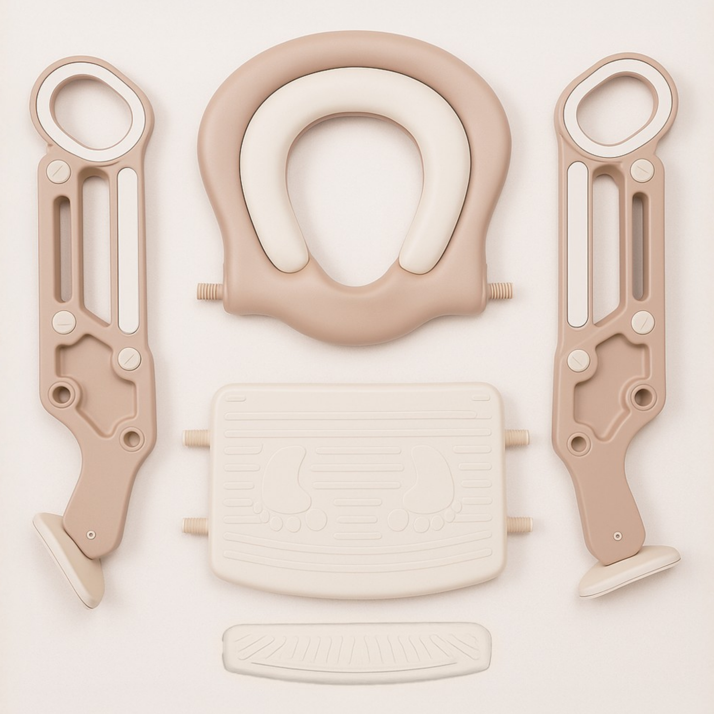 Straame Toddler Toilet Ladder Seat - Adjustable Potty-Training Seat, Soft Cushion Seat and Anti-Slip Steps Design - Easy to Install Portable Children Potty Training Chair (White-Pink)