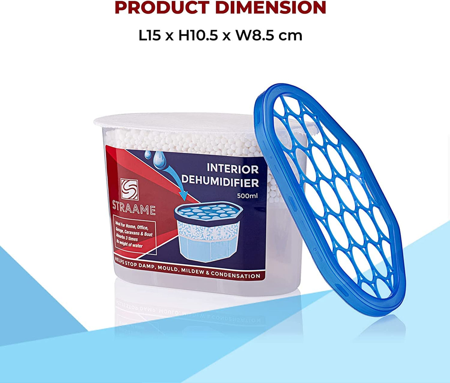 Straame Home | Interior Dehumidifier | Helps Prevent Damp, Mildew, Mould and Condensation | Long Lasting | Hydrophilic Crystals | Ideal for Any Room | (Interior, 5)