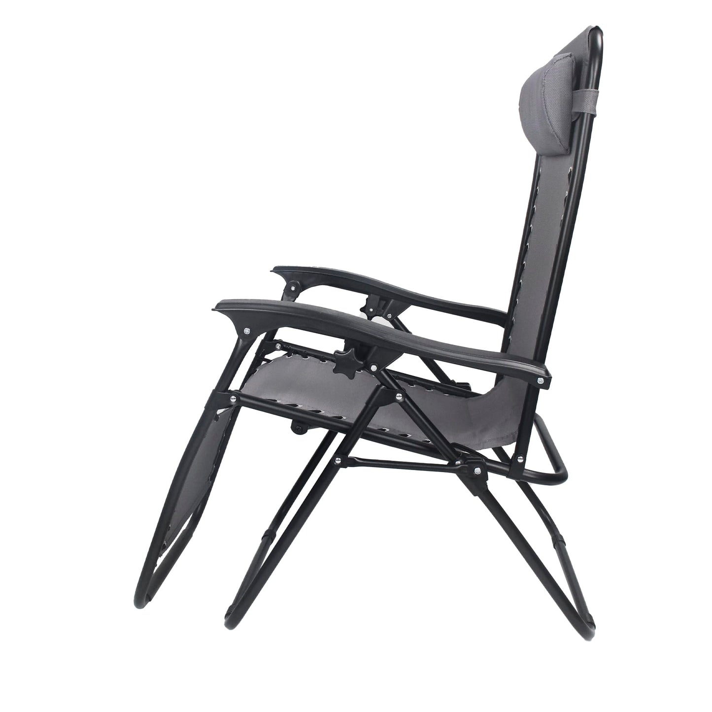 Straame Garden | Zero Gravity Chair | Set of 1 | Heavy Duty Textoline | Outdoor & Garden Sunloungers | Reclining & Folding Chair with Headrest Pillow (Premium, Grey)