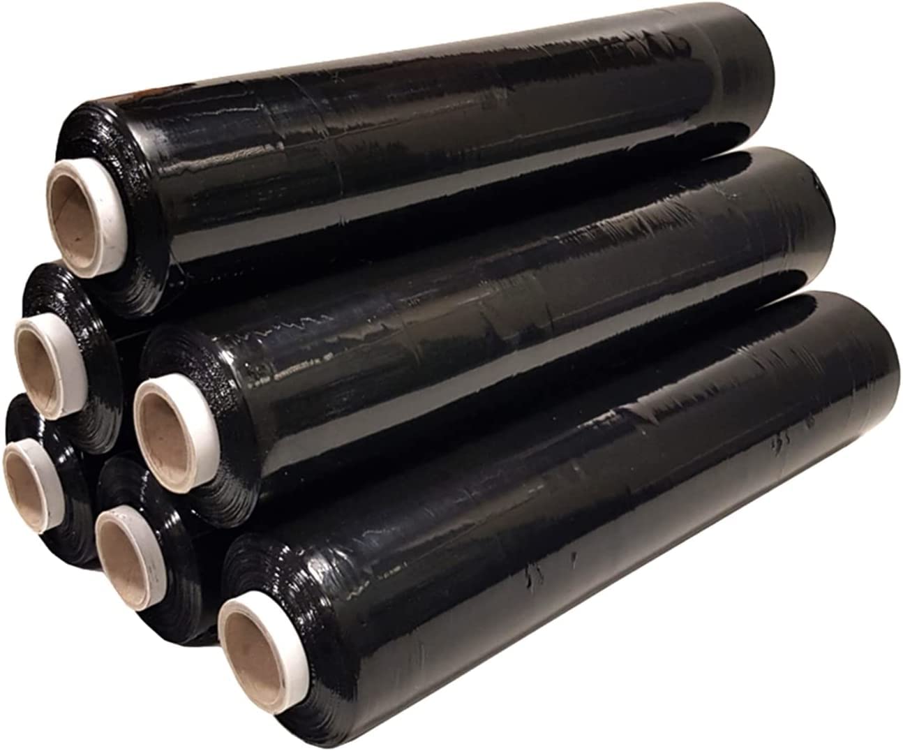 Straame Heavy Duty Strong Pallet Wrap Cling Film Packaging for Industrial, House Moving, Packing, Furniture Wrapping, Storage - Tear Resistant - Water & Moisture Proof 400mm x 250m (Black, 6 Rolls)