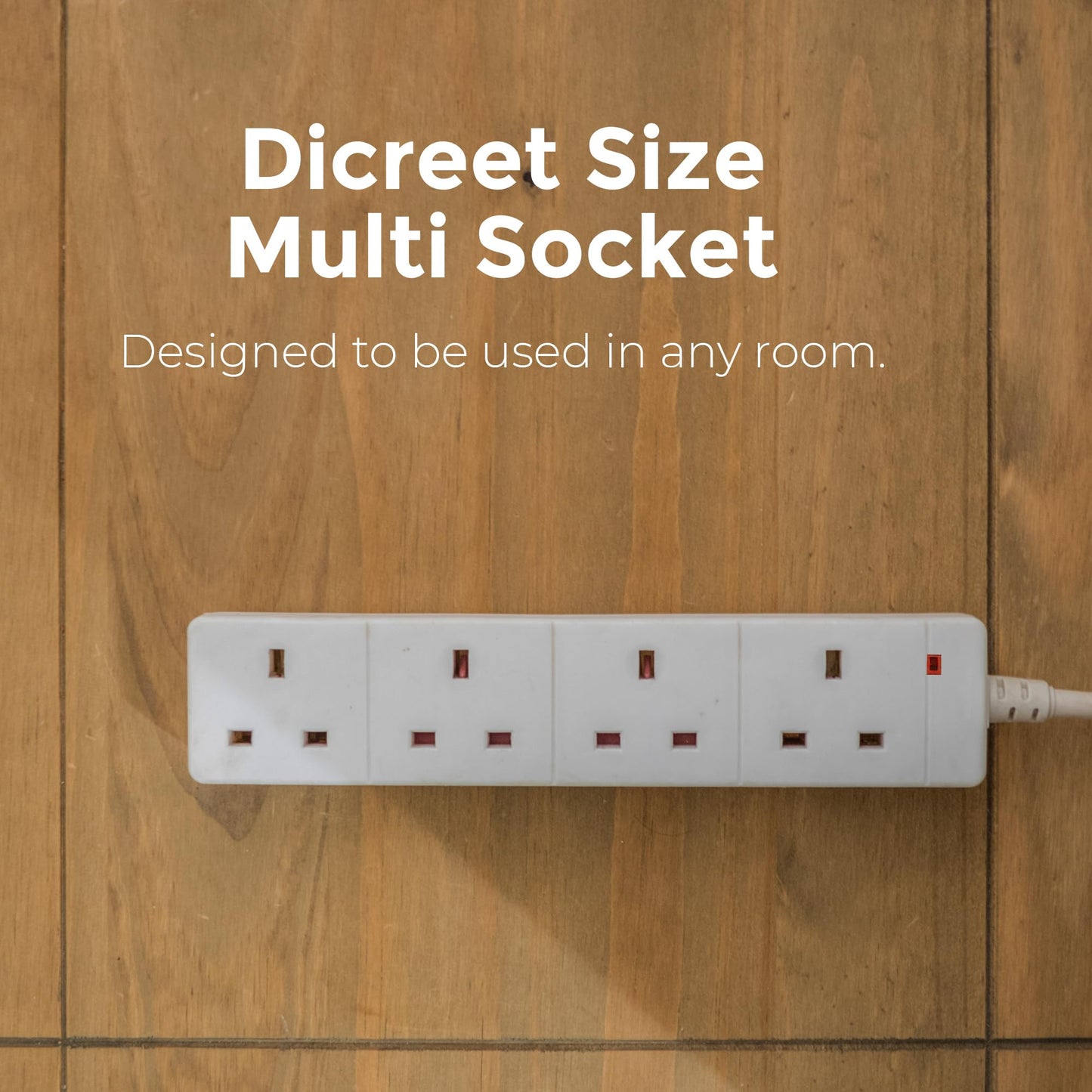 Straame White Extension Lead with 4 Gangs UK Socket Outlet, Secure Power Expansion, Convenient and Slim Socket for Multi-Device Connectivity – 2m Cable - 1 pack