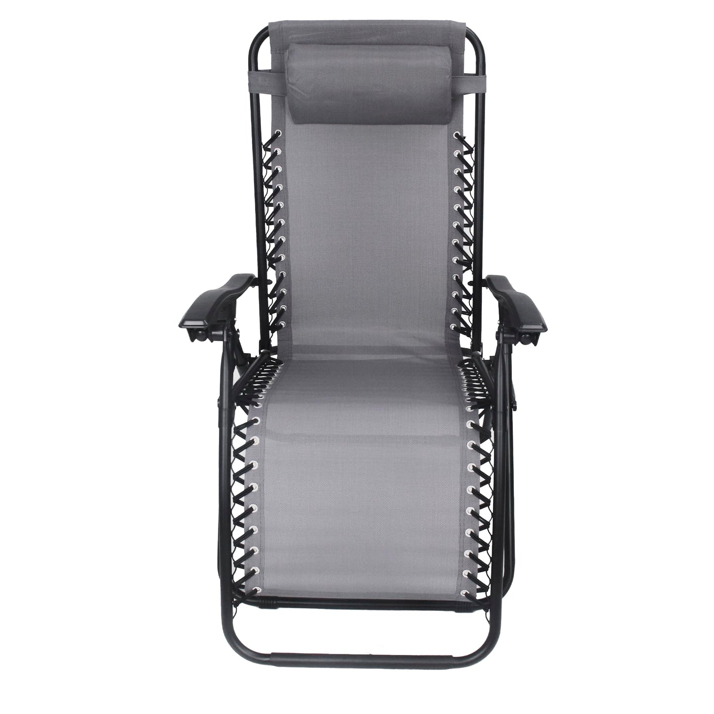 Straame Garden | Zero Gravity Chair | Set of 1 | Heavy Duty Textoline | Outdoor & Garden Sunloungers | Reclining & Folding Chair with Headrest Pillow (Premium, Grey)