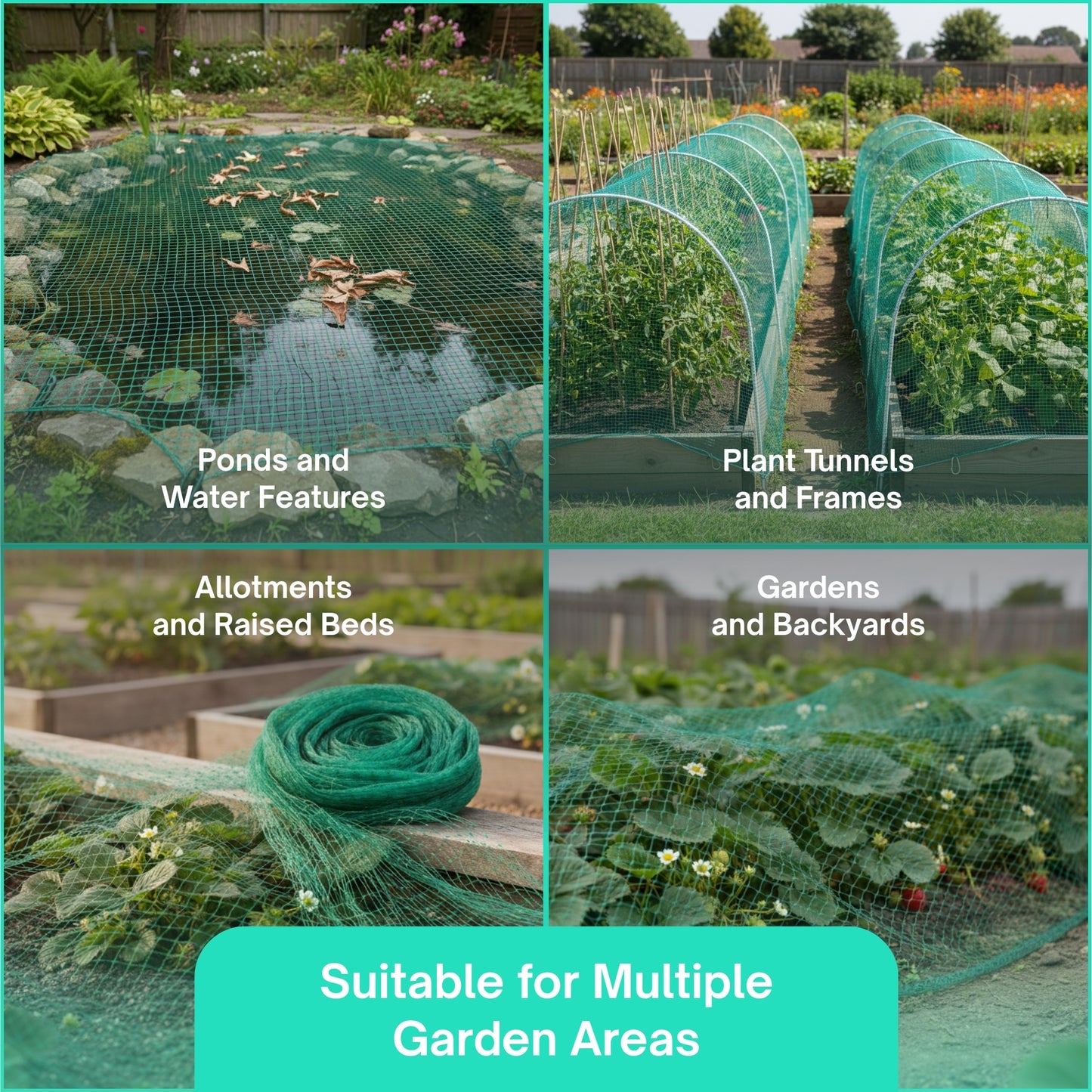 Straame Garden Netting 4m x 10m, Green Nylon Fine Garden Mesh, Gardening Bird Netting for Vegetable Patch, Allotment & Pond Net Cover, Plant Protection, Cat Deterrent, UV Resistant, (2Pack)