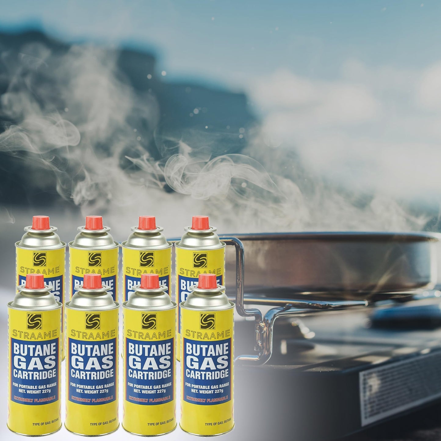 Straame Camping-gas, Gas-bottles for Camping Stove, BBQ, Heaters, Blowtorch, BBQ, Gas-Weed Burner - Outdoor Camping Must Have, Safe and Easy to Use – Portable (Pack of 4)