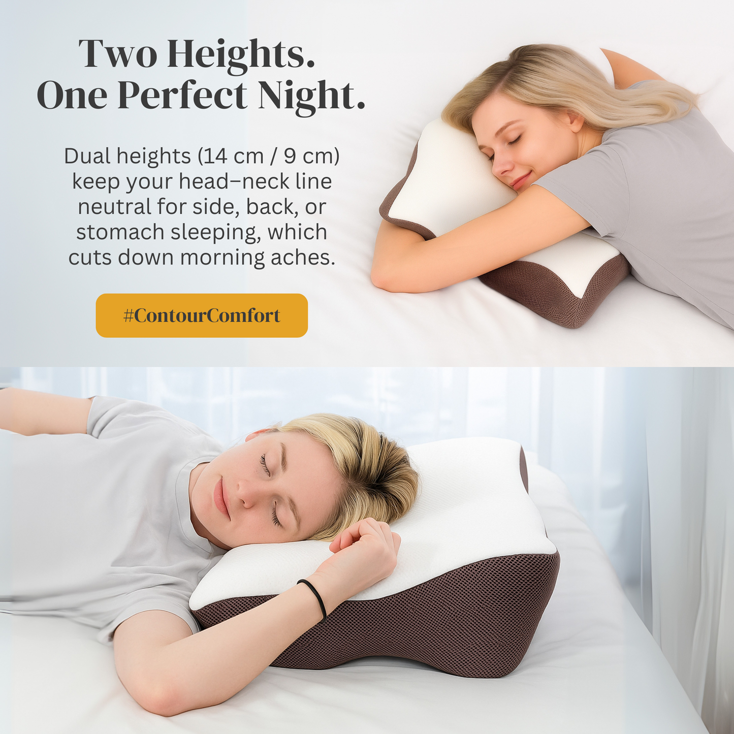 StraaStraame Cervical Memory Foam Pillow for Neck Pain – Ergonomic Butterfly Orthopedic Pillow with Contour Neck Support for Side, Back & Stomach Sleepers – Dual-Height Design & Breathable Removable Cover