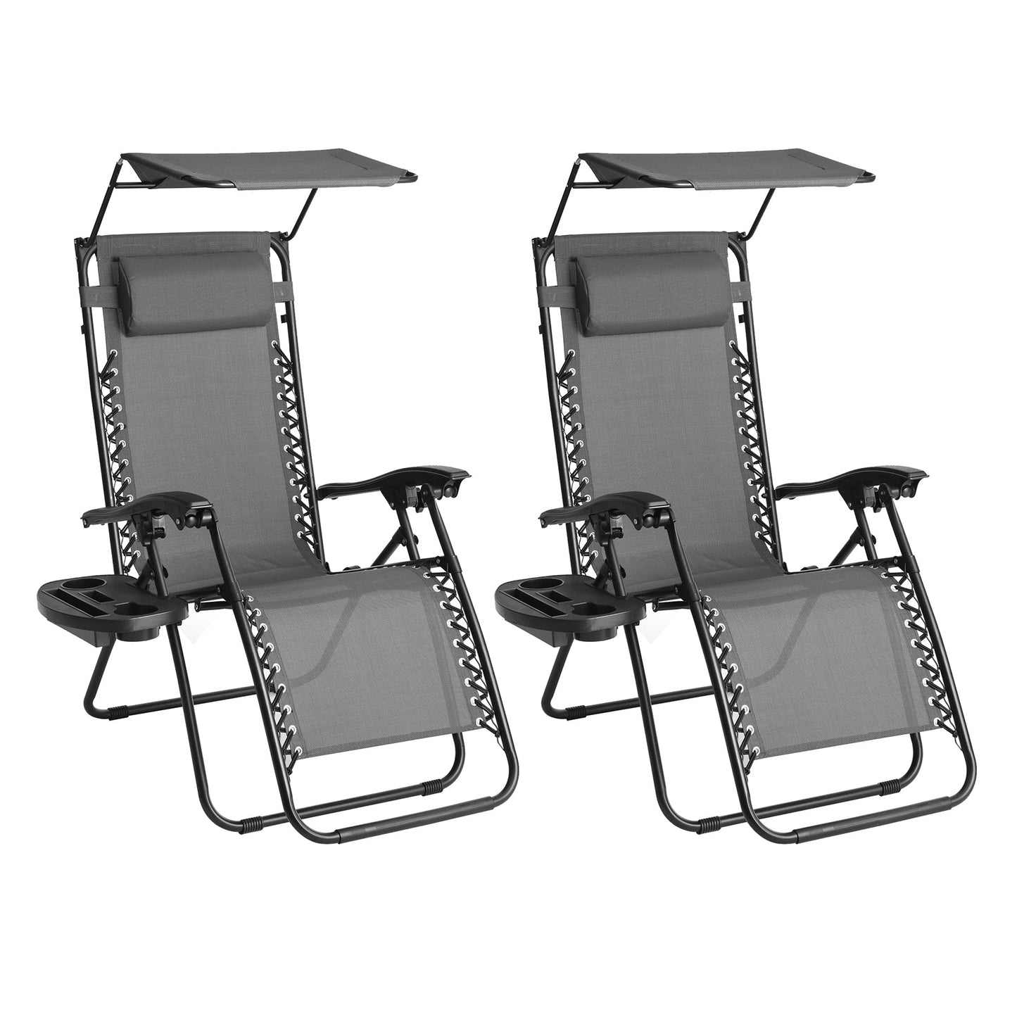 Straame Zero Gravity Chair with Canopy | Set of 2 | Heavy Duty Textoline