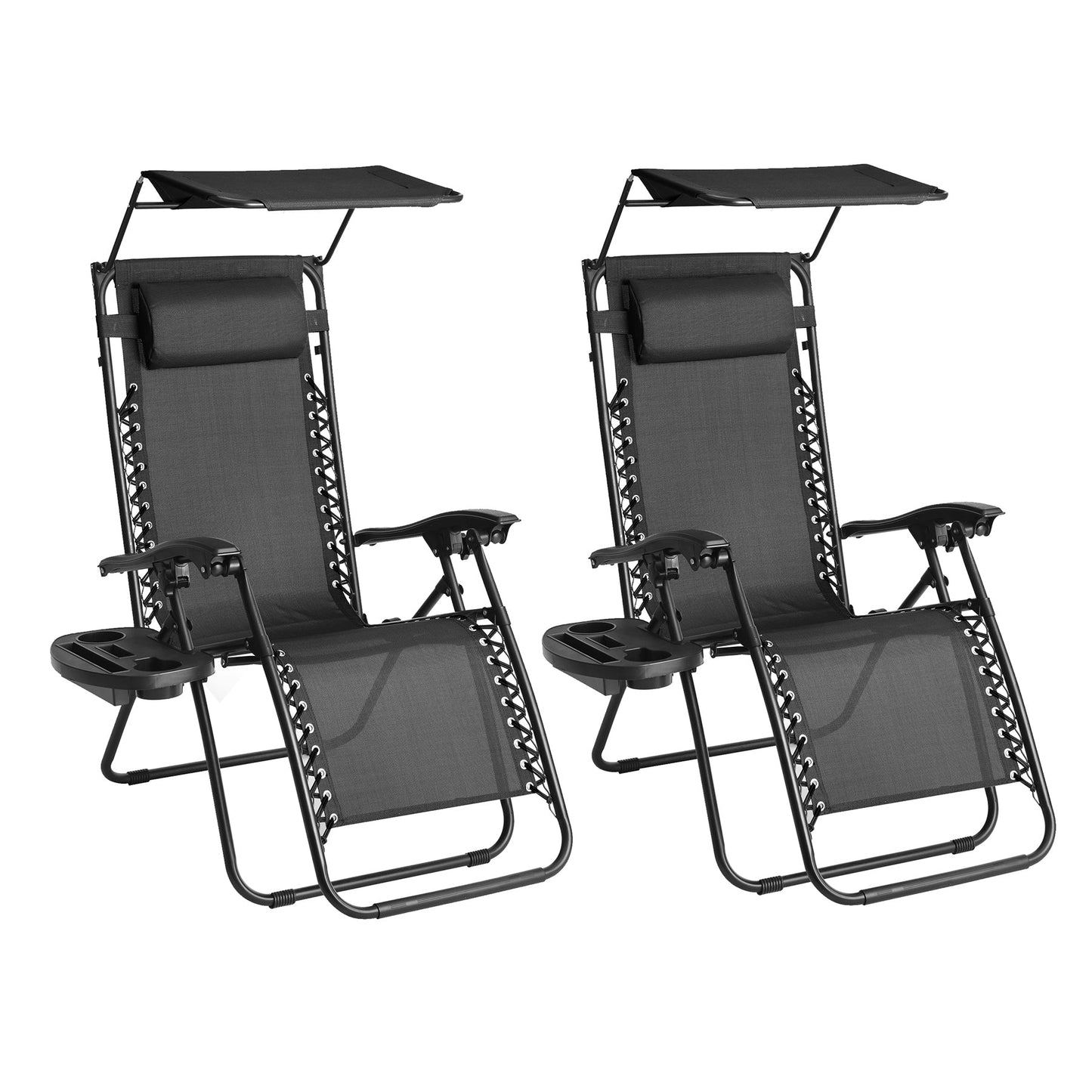 Straame Zero Gravity Chair with Canopy | Set of 2 | Heavy Duty Textoline