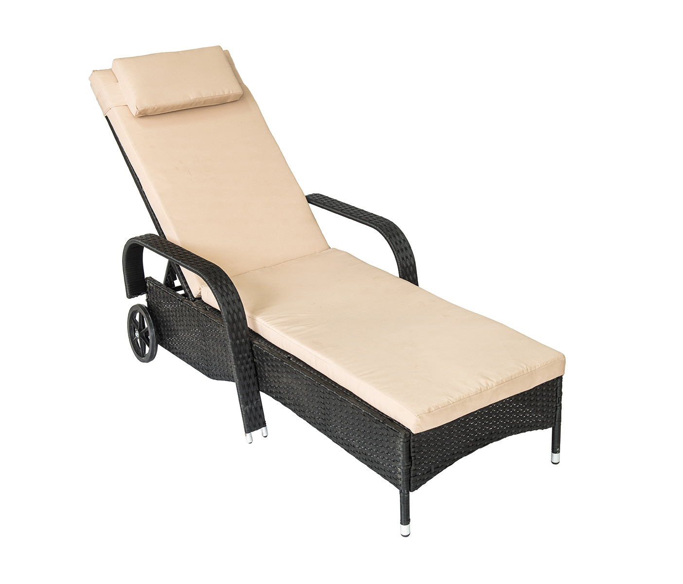 Straame Outdoor Wheeling Adjustable Rattan Sunlounger