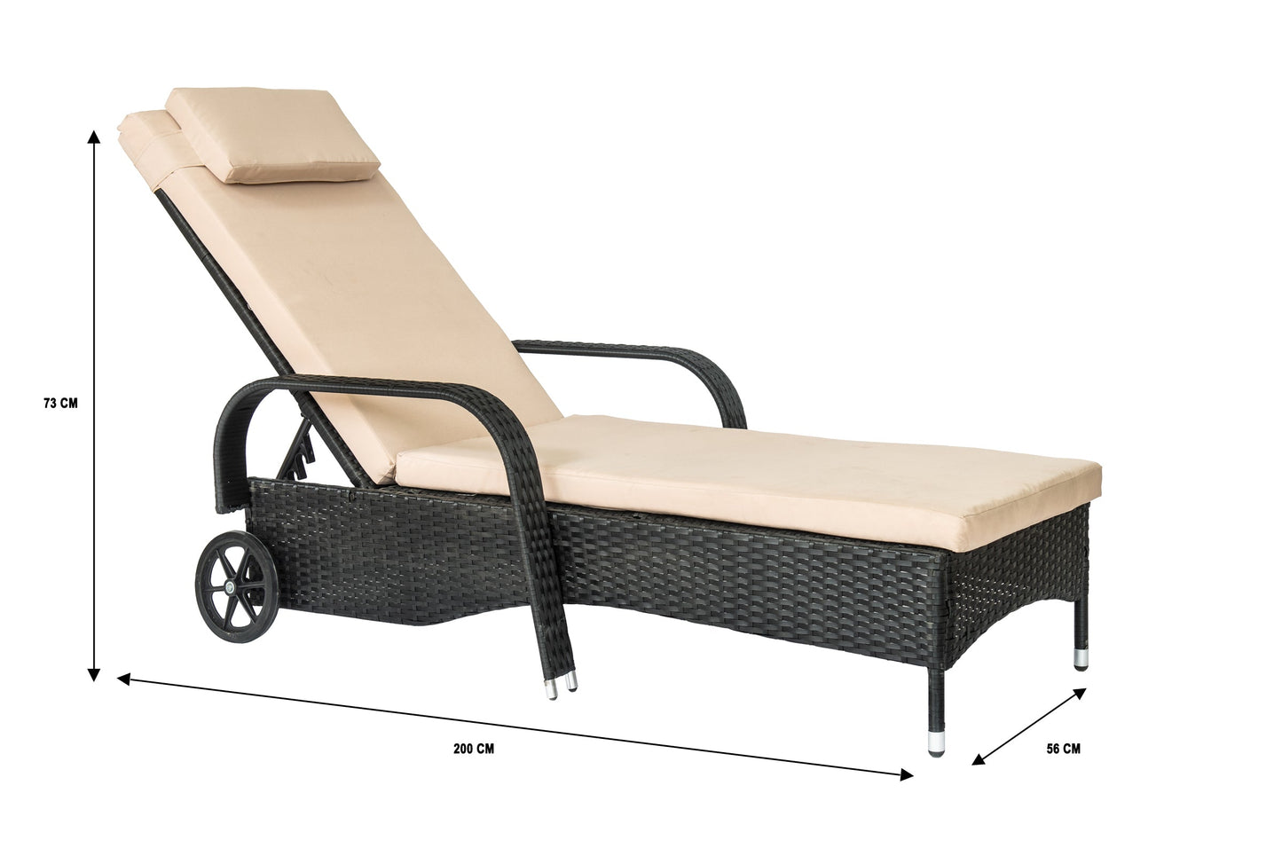 Straame Outdoor Wheeling Adjustable Rattan Sunlounger Barcelona
