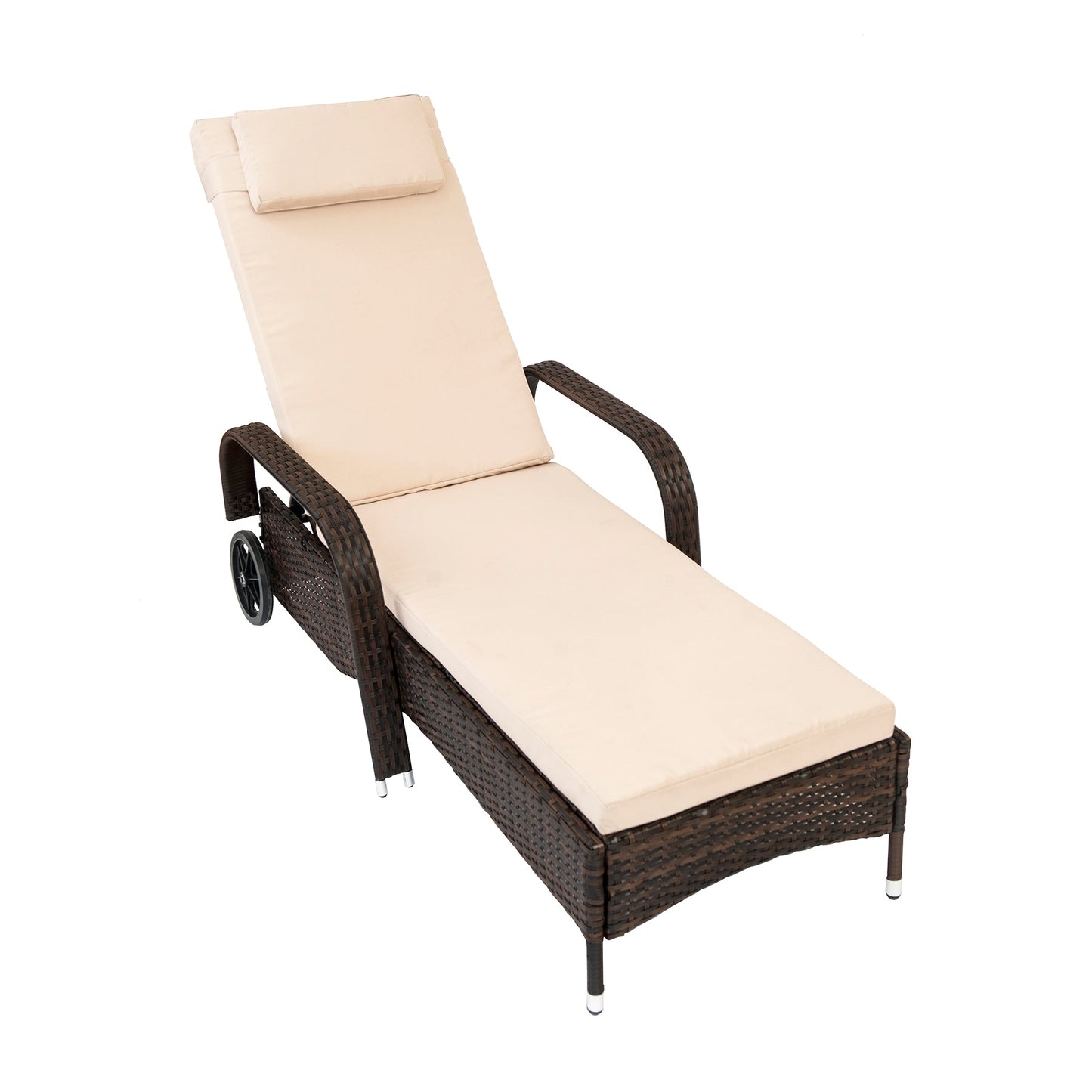 Straame Outdoor Wheeling Adjustable Rattan Sunlounger Barcelona