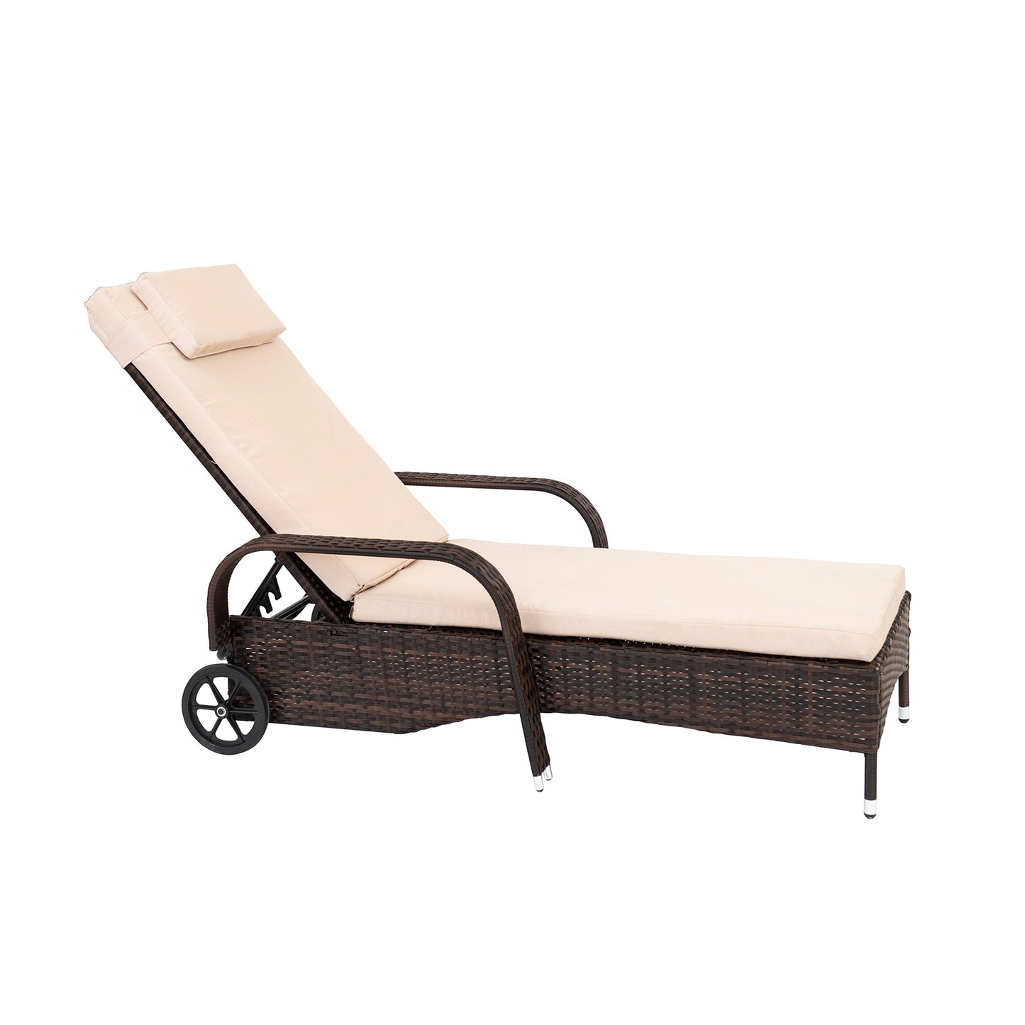 Straame Outdoor Wheeling Adjustable Rattan Sunlounger Barcelona