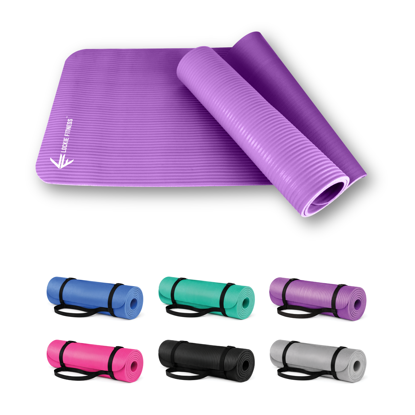 Lockie Fitness Yoga Mat 8 mm Thick, Non Slip Exercise Mat for Women and Men, TPE Foam Pilates Mat, Gym Mat for Home Workout, Yoga, Pilates, Exercise & Gymnastics, 180 x 60 cm - Purple