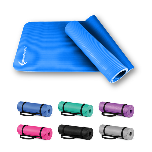 Lockie Fitness Yoga Mat 8 mm Thick, Non Slip Exercise Mat for Women and Men, TPE Foam Pilates Mat, Gym Mat for Home Workout, Yoga, Pilates, Exercise & Gymnastics, 180 x 60 cm - Blue