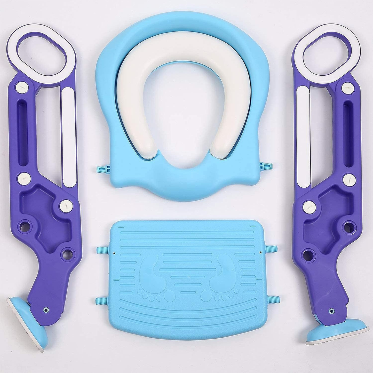 Straame Toddler Toilet Ladder Seat - Adjustable Potty-Training Seat, Soft Cushion Seat and Anti-Slip Steps Design - Easy to Install Portable Children Potty Training Chair (Blue-Purple)