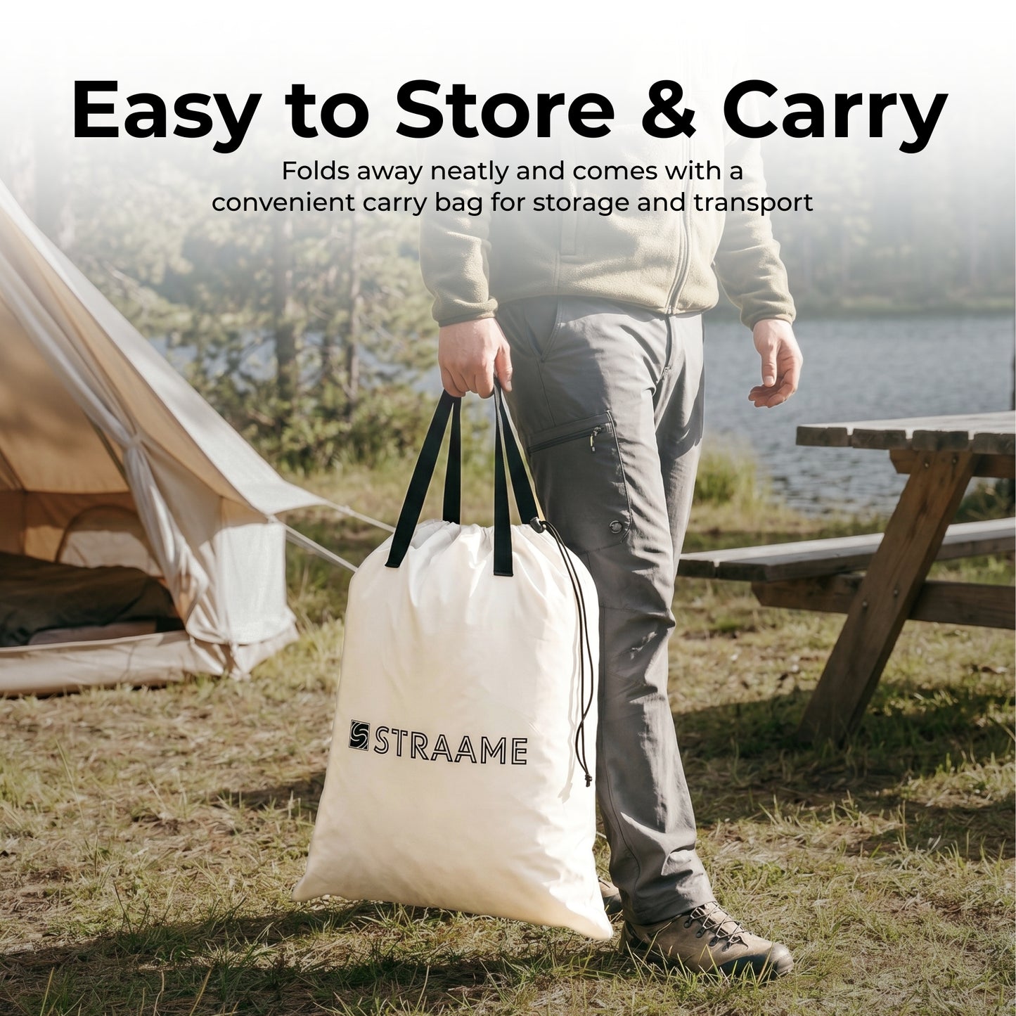 Straame Single XL Air Bed with Built-in Pump, Inflatable Mattress 196 x 97 x 47 cm, Blow Up Guest Bed, Self Inflating Camping Mattress with Carry Bag for Home Travel Sleepovers Guests Home Camping Us