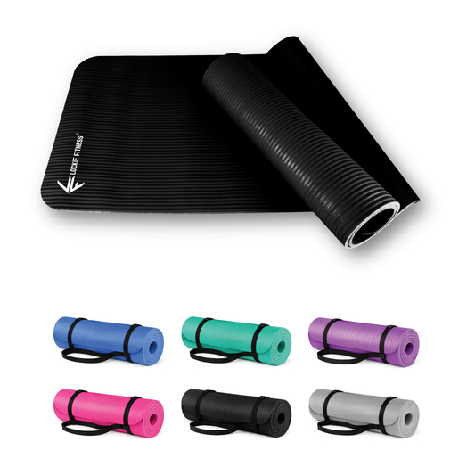 Lockie Fitness Yoga Mat 8 mm Thick, Non Slip Exercise Mat for Women and Men, TPE Foam Pilates Mat, Gym Mat for Home Workout, Yoga, Pilates, Exercise & Gymnastics, 180 x 60 cm - Black