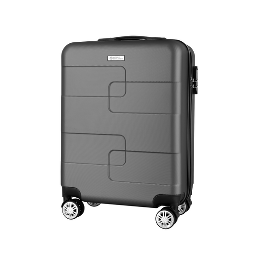 WORLD EXPLORER Cabin Suitcase | ABS Hard Shell with 360° Spinner Wheels & Com-bination Lock | Lightweight Cabin Luggage and Suitcase 34L – Ryanair Priority Size Travel Bag - Dark Grey, 55x40x20 CM