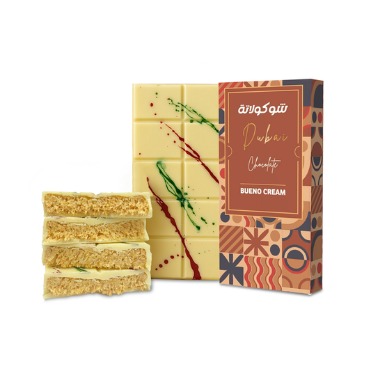 La Damas Dubai Chocolate – White Chocolate Exterior with Crunchy Kunafa & Creamy Bueno Filling | A Luxurious, Melt-in-Your-Mouth Treat & Trending Delight (200g)