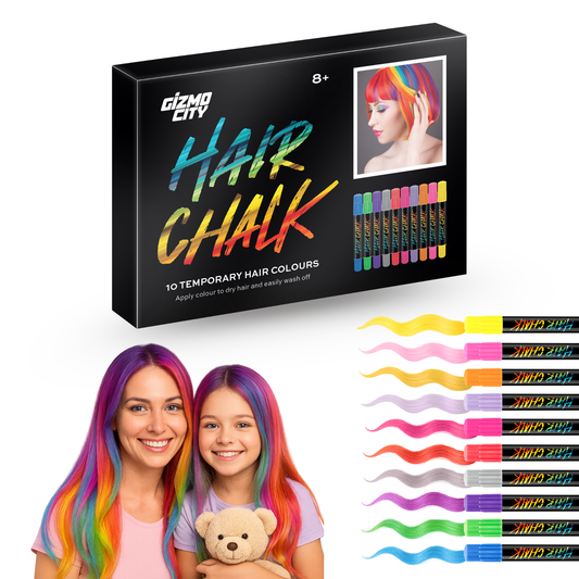 Straame Washable Hair Chalk Set (10 Colours) — Twist-Up Chalk Pens, Easy Apply, Shampoo Rinse-Off Temporary Hair Dye for kids, teens & adults | Fun Streaks for Parties, Birthdays & School Dress-Up