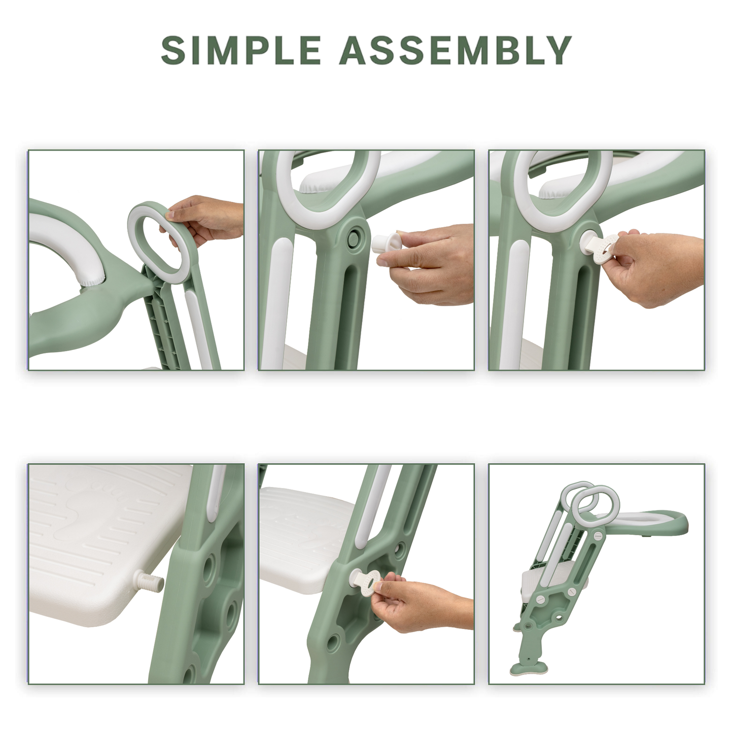Straame Toddler Toilet Ladder Seat - Adjustable Potty-Training Seat, Soft Cushion Seat and Anti-Slip Steps Design - Easy to Install Portable Children Potty Training Chair (Green-White)