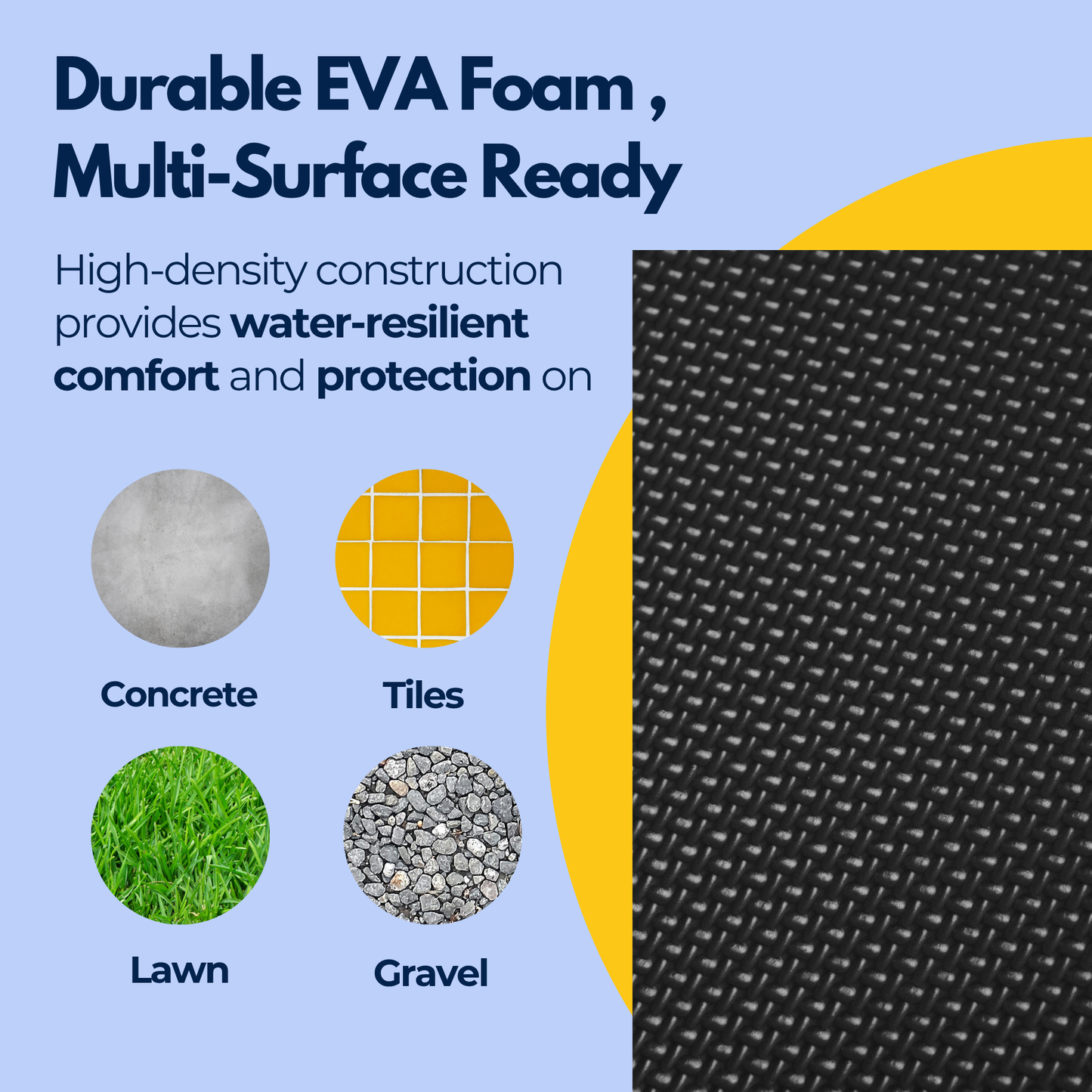 Straame Garden Kneeling Pad – Comfortable EVA Foam Kneeler Mat (45×28×4 cm) for Gardening, Cleaning, Baby Bath, Mechanics & More – Water-Resilient, Portable With Built-in Carry Handle (Black)