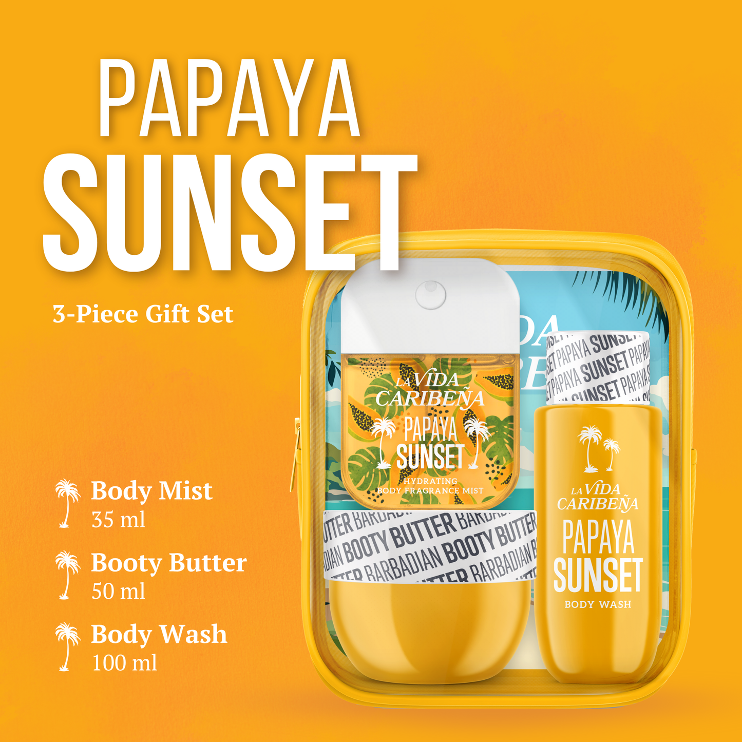 La Vida Caribeña – 3-Piece Set Listings (Papaya Sunset)