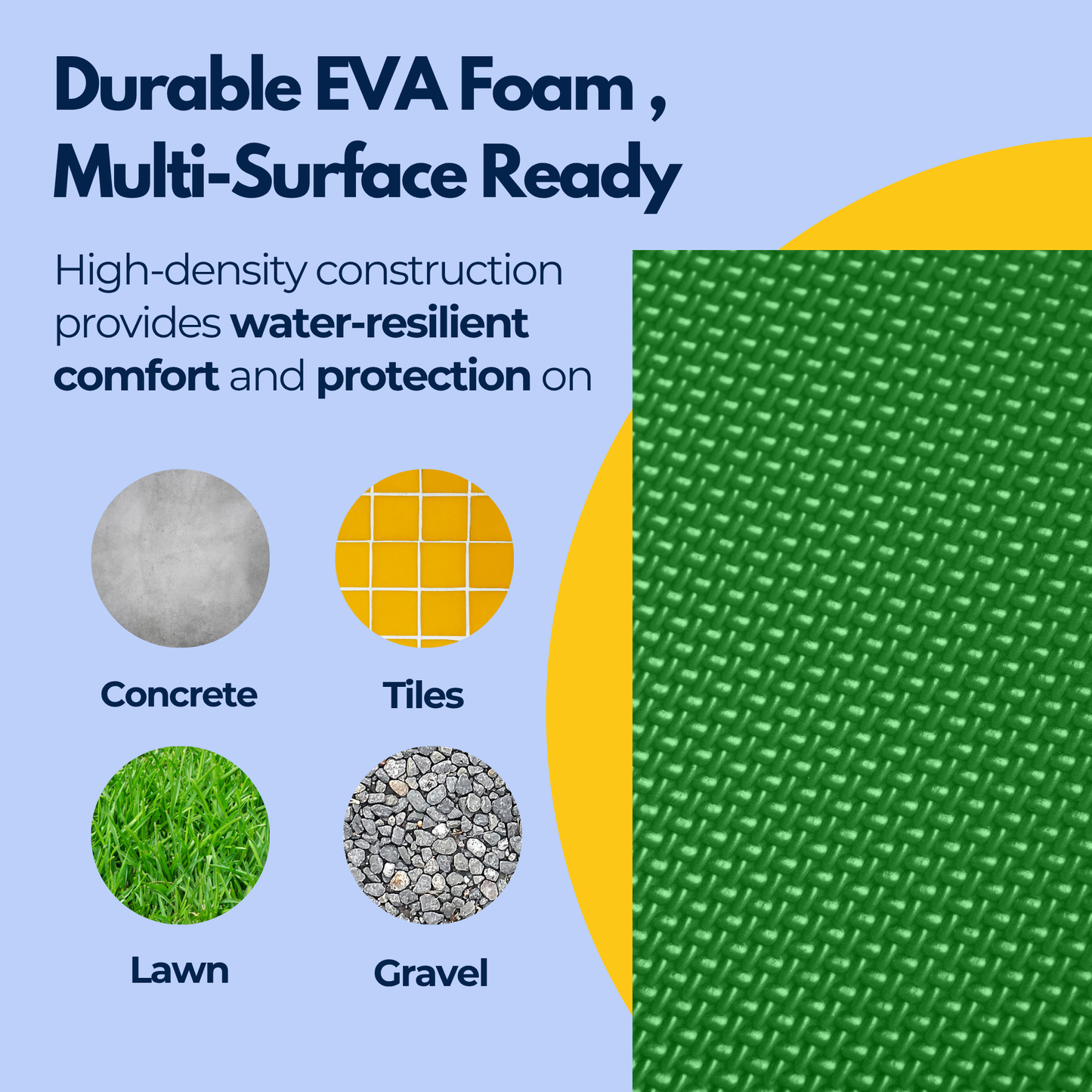 Straame Garden Kneeling Pad – Comfortable EVA Foam Kneeler Mat (45×28×4 cm) for Gardening, Cleaning, Baby Bath, Mechanics & More – Water-Resilient, Portable With Built-in Carry Handle (Green)