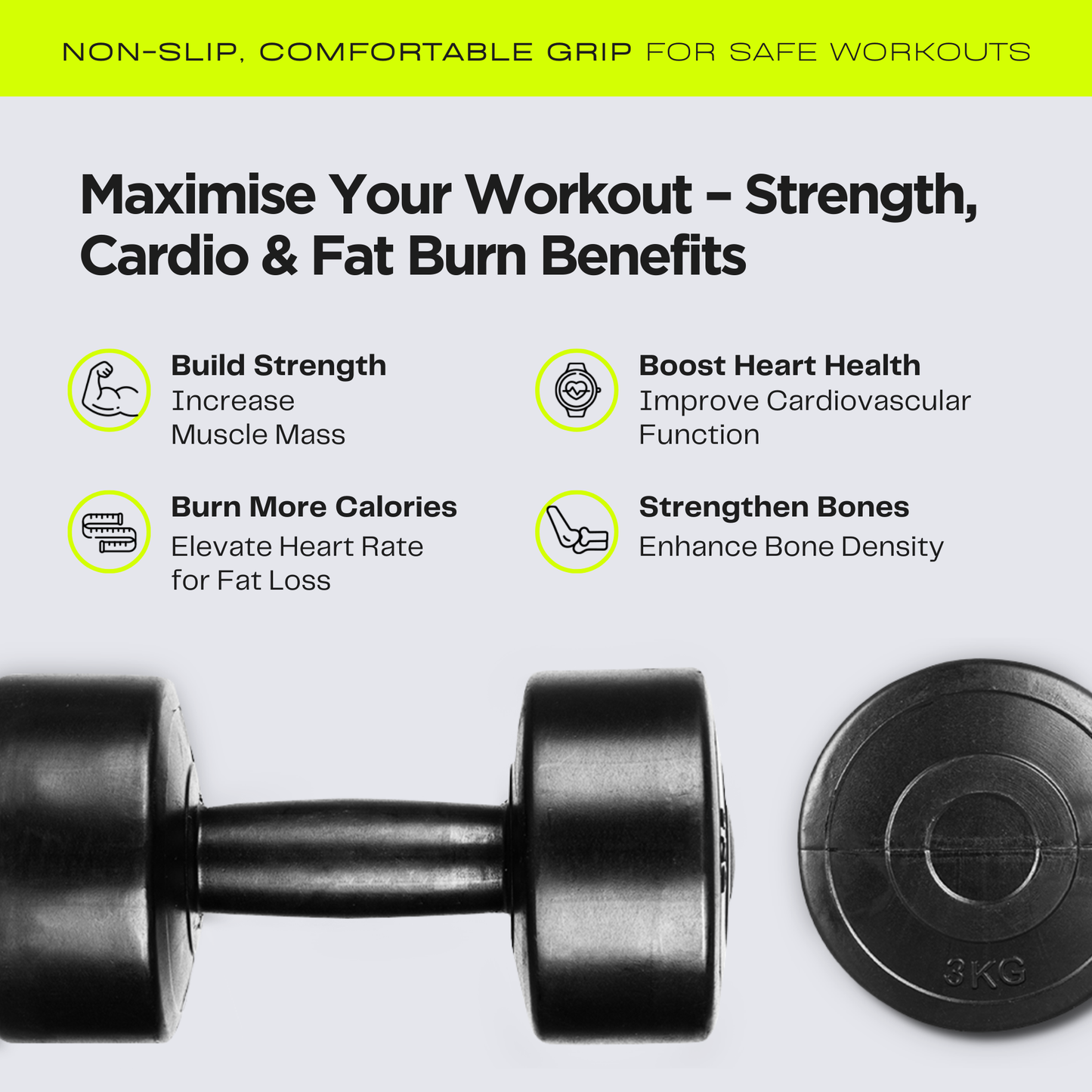 Straame Dumbbell Set with carry Rack - Hand Weights for Men & Women - 1kg, 2kg, 3kg Tree Set for Home Workout, Strength Training & Fitness – Durable, Easy to Use