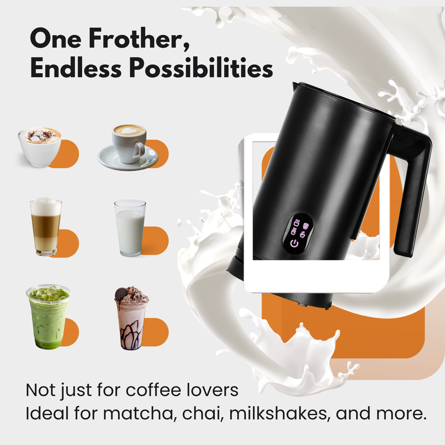 Straame Electric Milk Frother – Professional Automatic Foam Maker For Lattes, Cappuccinos & Hot Chocolates, Stainless Steel, Whisk & Froth In Seconds, 4 Modes & Touch-Panel Control, Auto Shut-Off