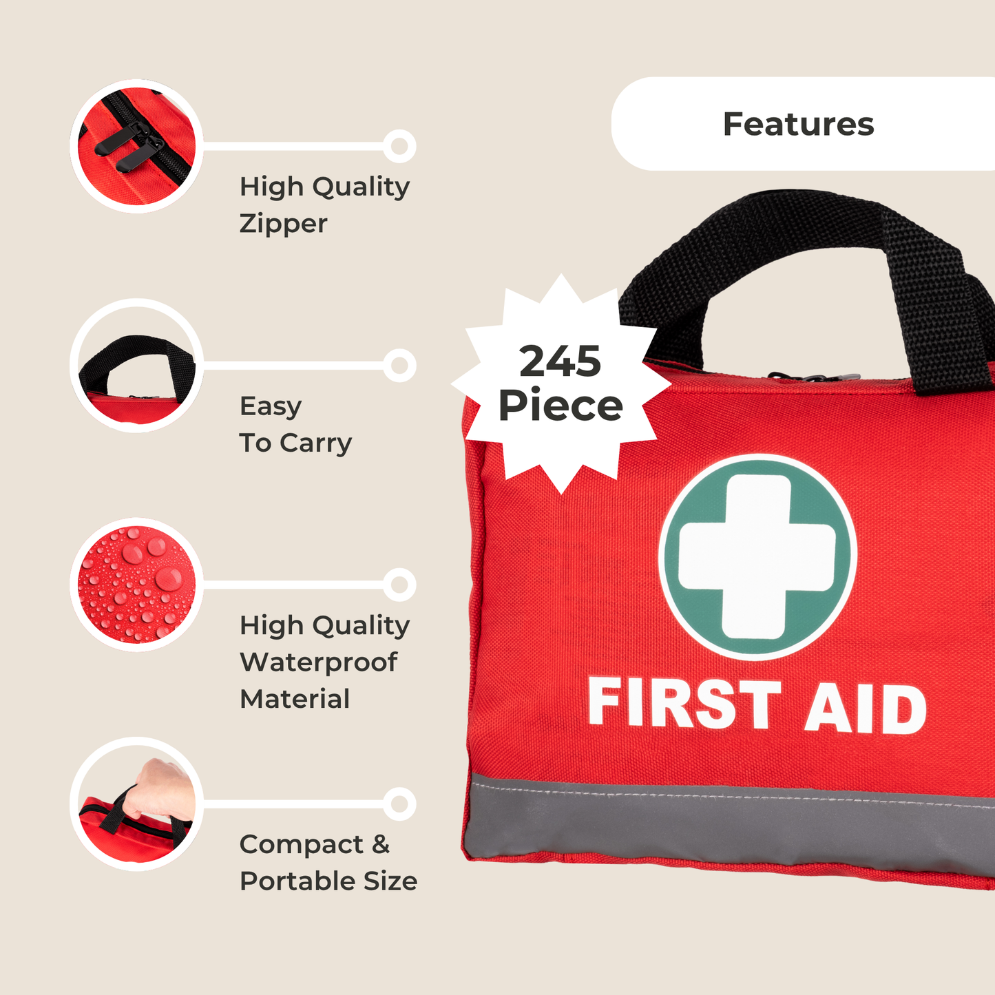 Straame 309-Piece First Aid Kit – Comprehensive Medical Emergency Set for Home, Travel, and Workplace – Compact and Portable First Aid Box