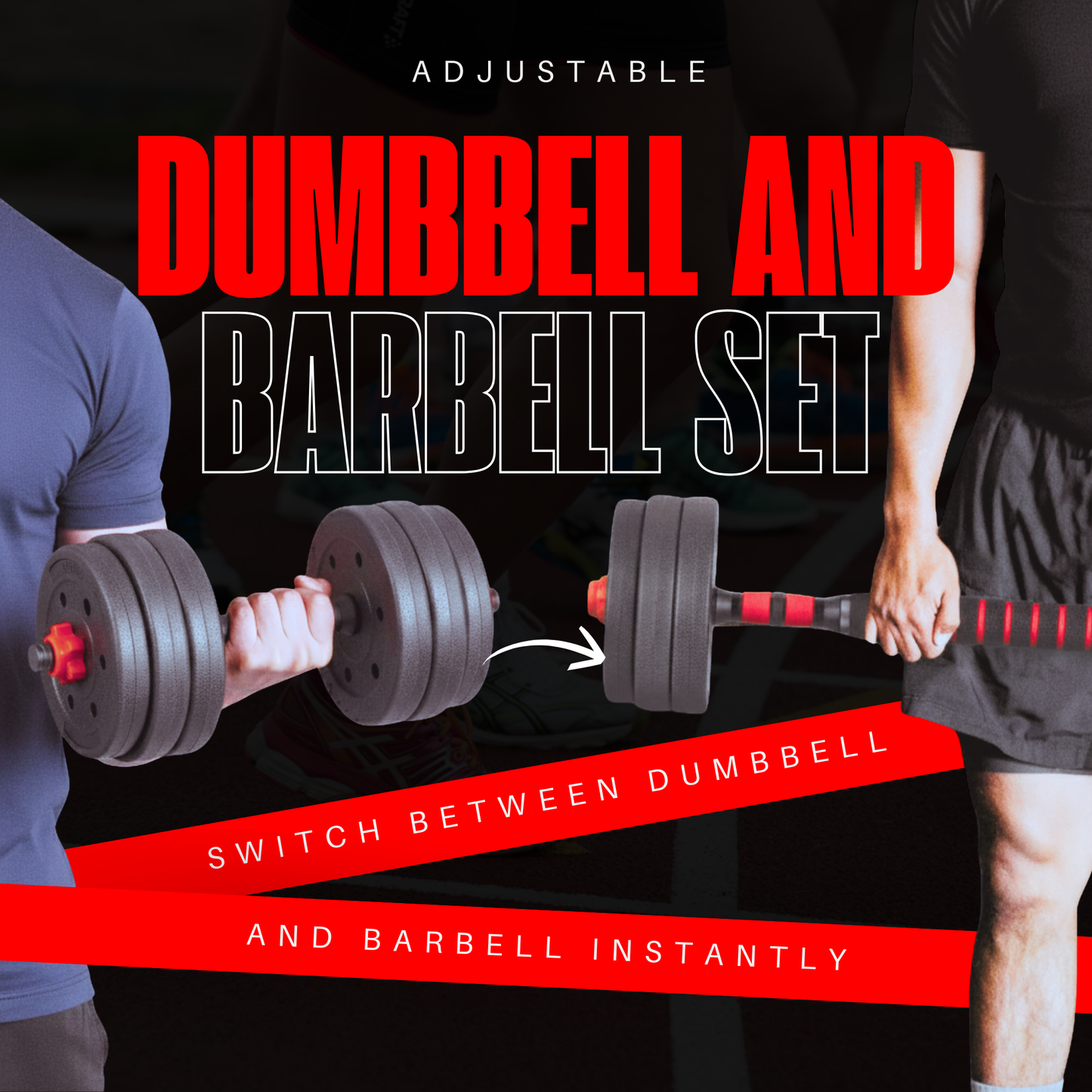 Straame 20KG Adjustable Dumbbell & Barbell Weight Set with Foam-Padded Connector. Free Weights for Home Gym, Strength Training, Non-Slip TPR Grips, PE Shell Plates, Compact Storage