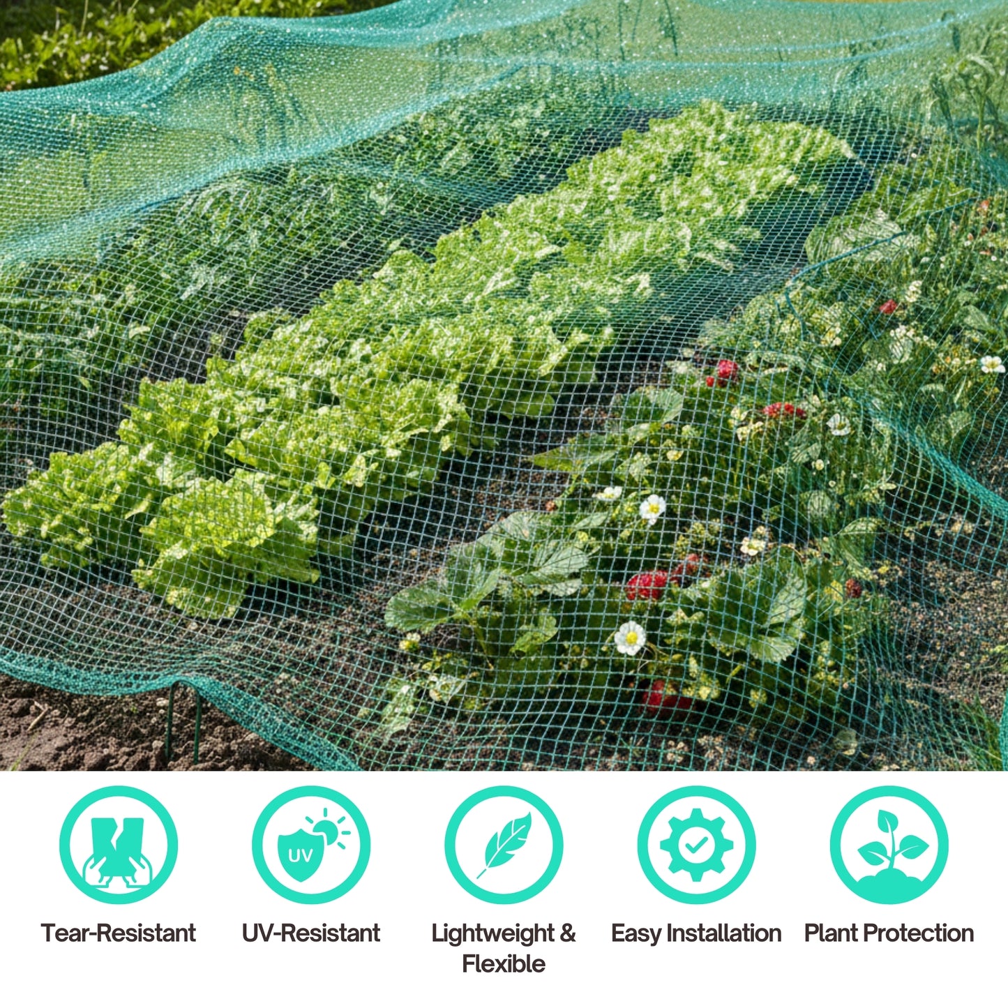 Straame Garden Netting 4m x 10m, Green Nylon Fine Garden Mesh, Gardening Bird Netting for Vegetable Patch, Allotment & Pond Net Cover, Plant Protection, Cat Deterrent, UV Resistant, (2Pack)