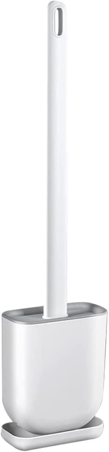 Straame White Silicone Toilet Brush with Holder, Soft Flexible Head, 1 Pack