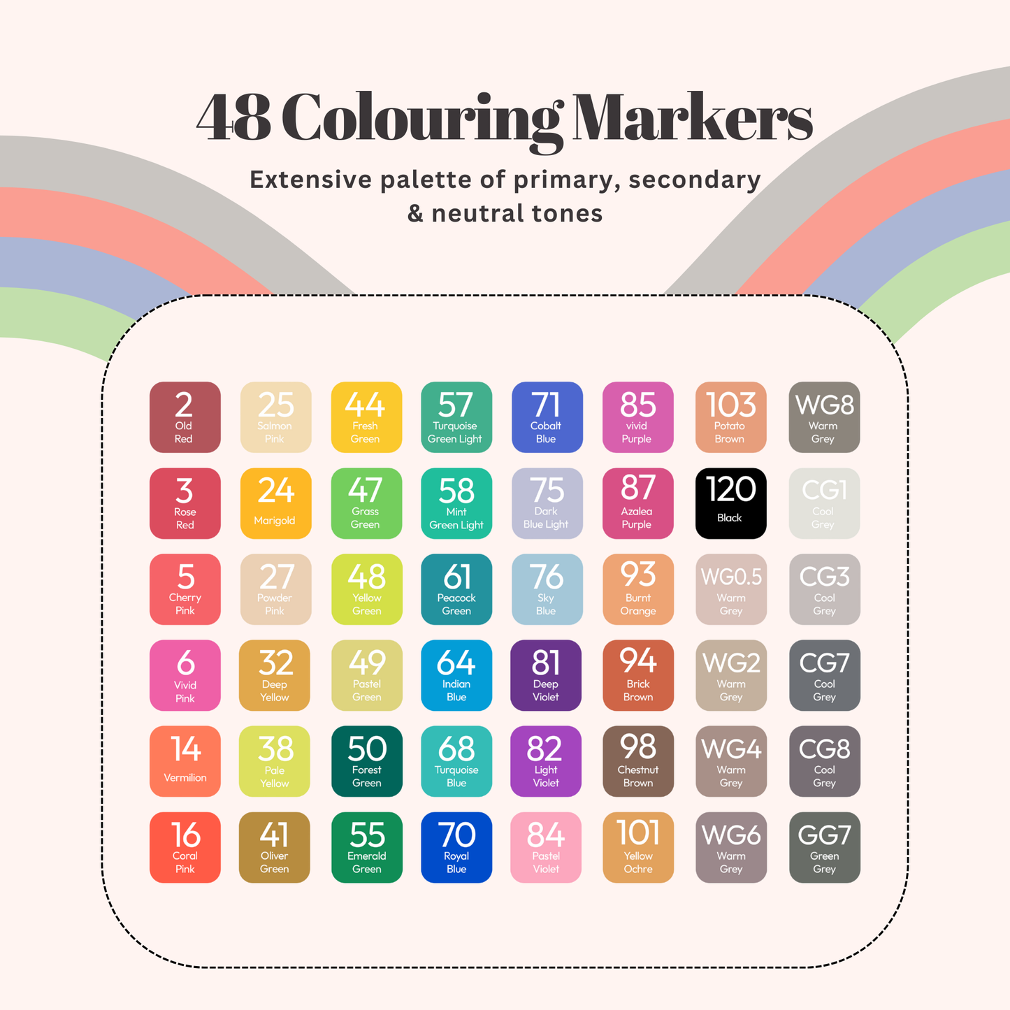 Straame Alcohol Markers – 36 Dual-Tip Pens, Fine (1mm) & Chisel (6mm) Nibs, Double-Ended Art Pens for Drawing, Sketching, Manga & Anime, With Durable Carry Case (Paint Markers - 48 pcs)