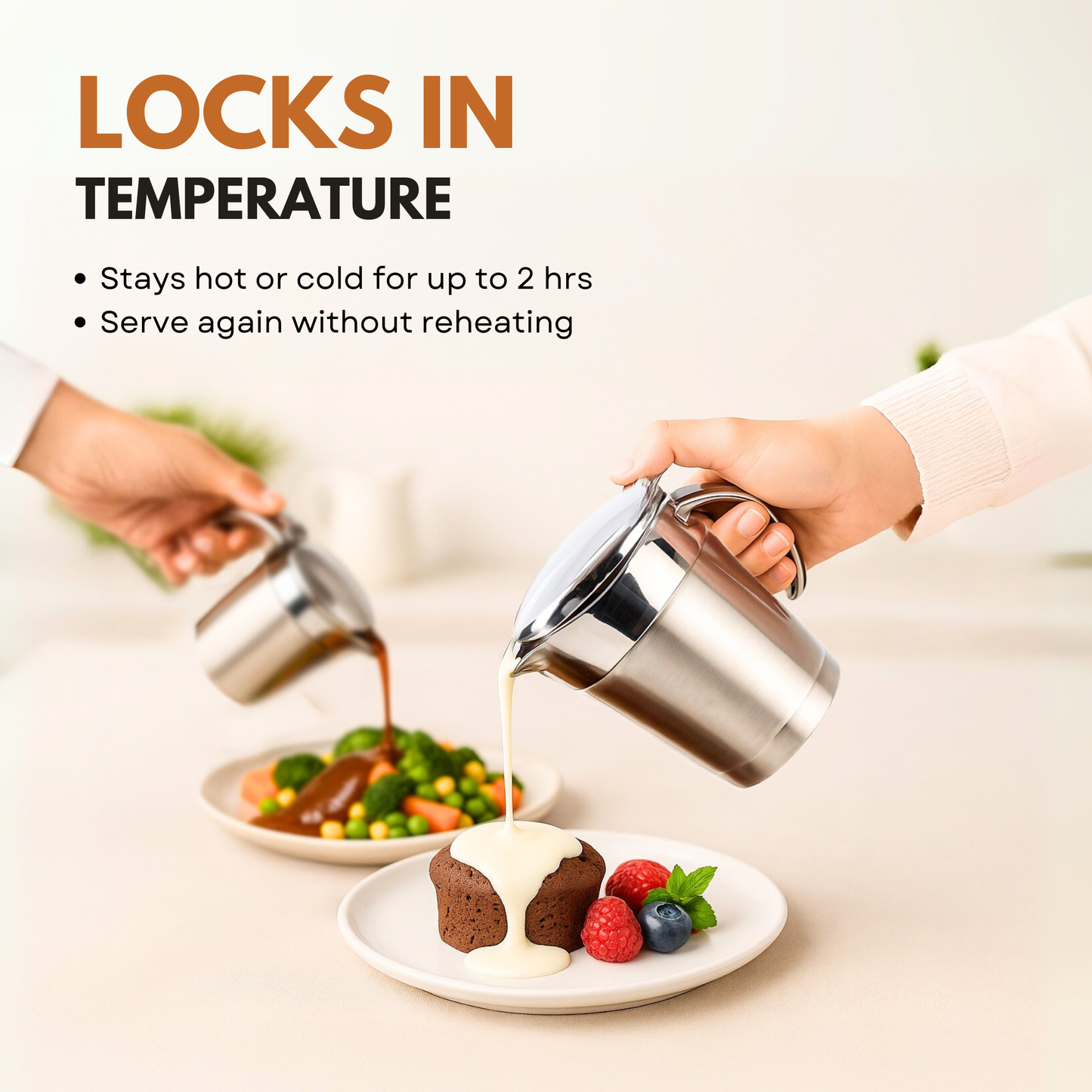 Straame 500ml Stainless Steel Gravy Boat, Double-Wall Insulated Jug (Up to 2 Hours Hot or Cold), Anti-Drip Spout, Hinged Lid, Ergonomic Handle for Gravy, Custard, Cream and Sauces