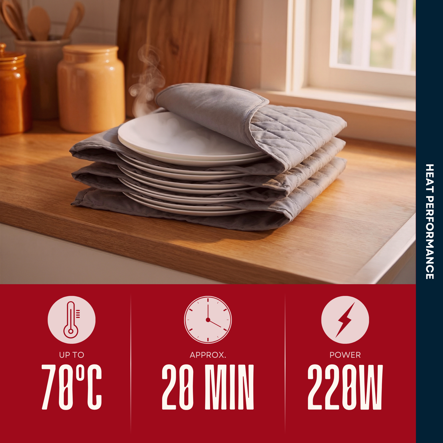 Straame Electric Plate Warmer – 12 Plate Capacity, Rapid Heating for Perfectly Warm Plates, Ideal for Dinner Parties, Family Meals, and Food Service, Removable Washable Cover