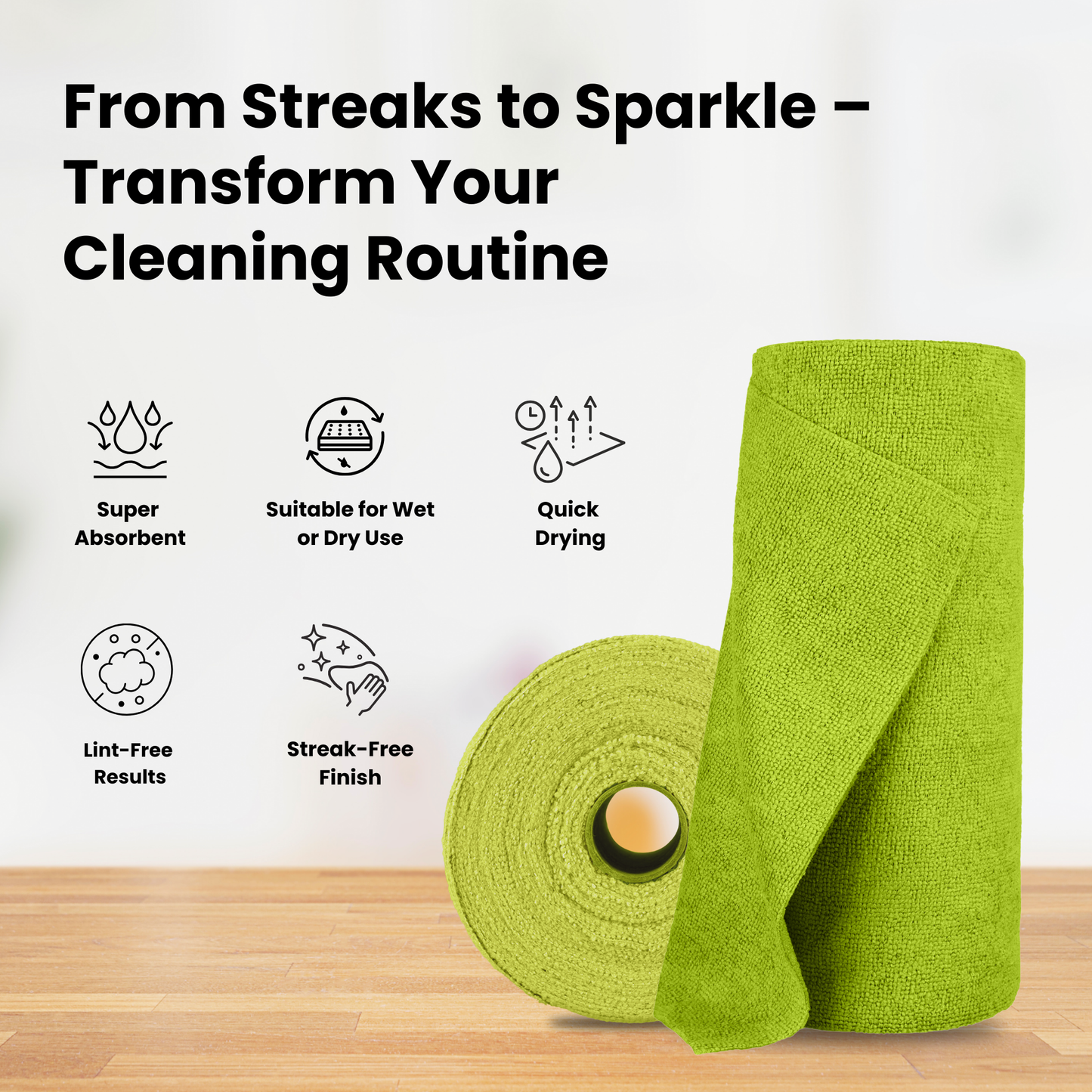 Straame Microfibre Cloth Roll - Ultra-Absorbent, Lint-Free Cleaning Towel For Home, Office & Car – Perfect For Dusting, Polishing, And Drying – Soft Reusable & Washable Towel Wipe