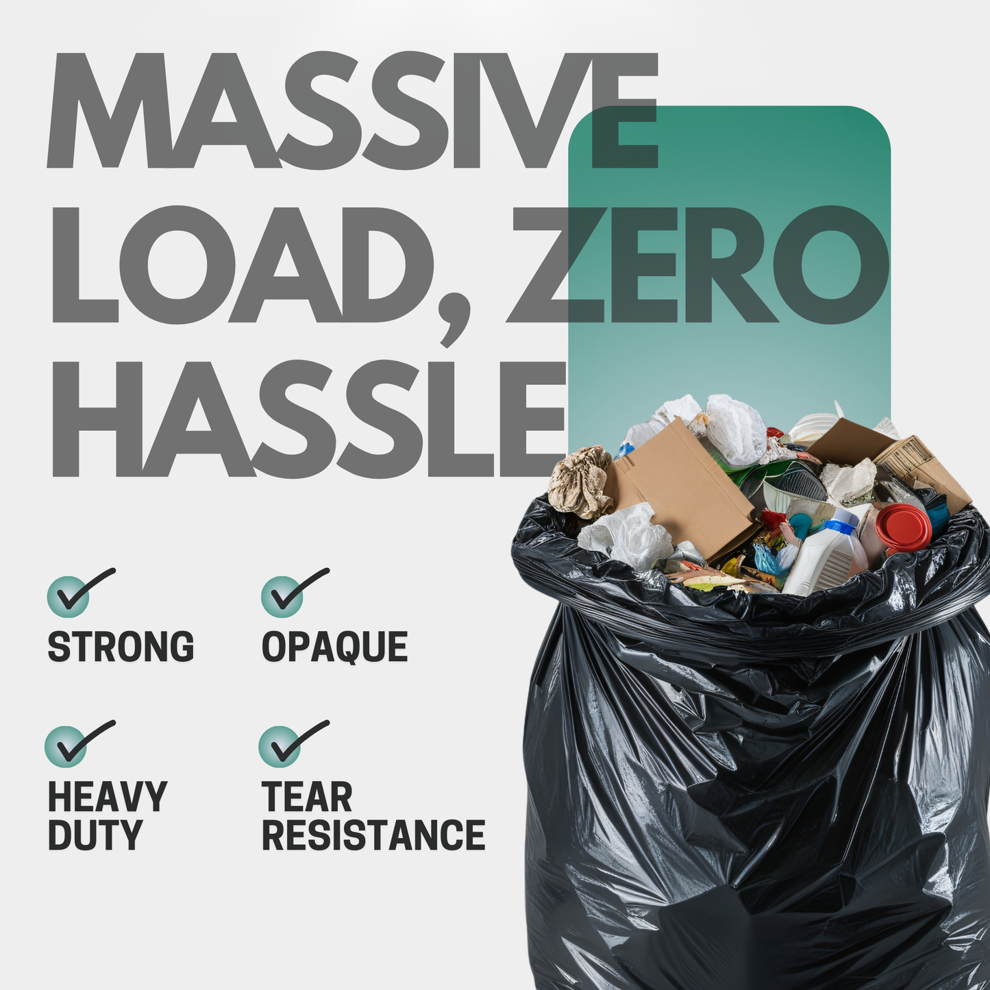 200 Pack Flat Black Bin Bags – Bin Bags heavy duty 80 L, General Waste Strong Refuse Sacks for Home, Kitchen, Office & Restaurant (45 × 72 × 97 cm)