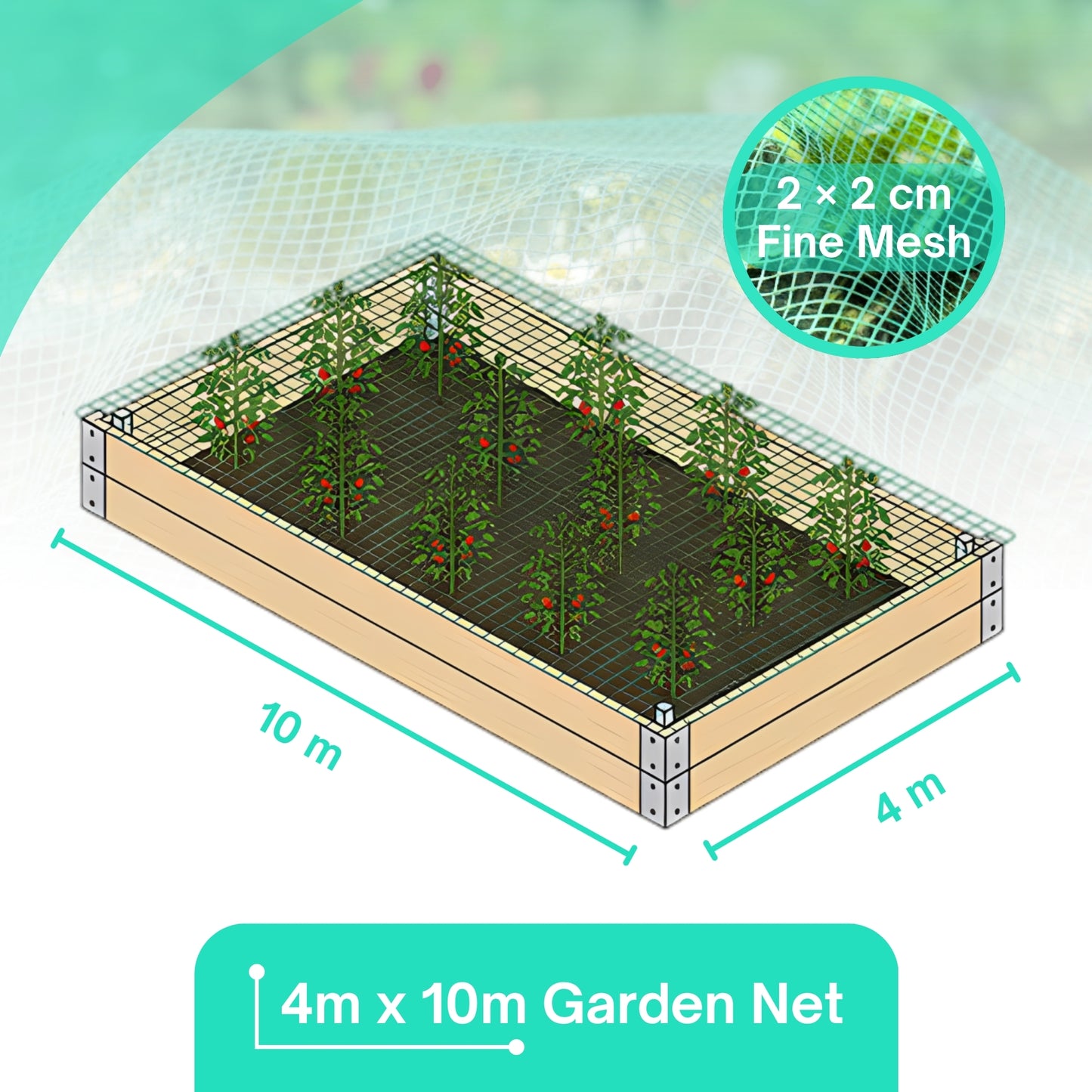 Straame Garden Netting 4m x 10m, Green Nylon Fine Garden Mesh, Gardening Anti Bird Netting for Vegetable Patch & Raised Beds, Allotment & Pond Net Cover, Plant Protection, Cat Deterrent, UV Resistant