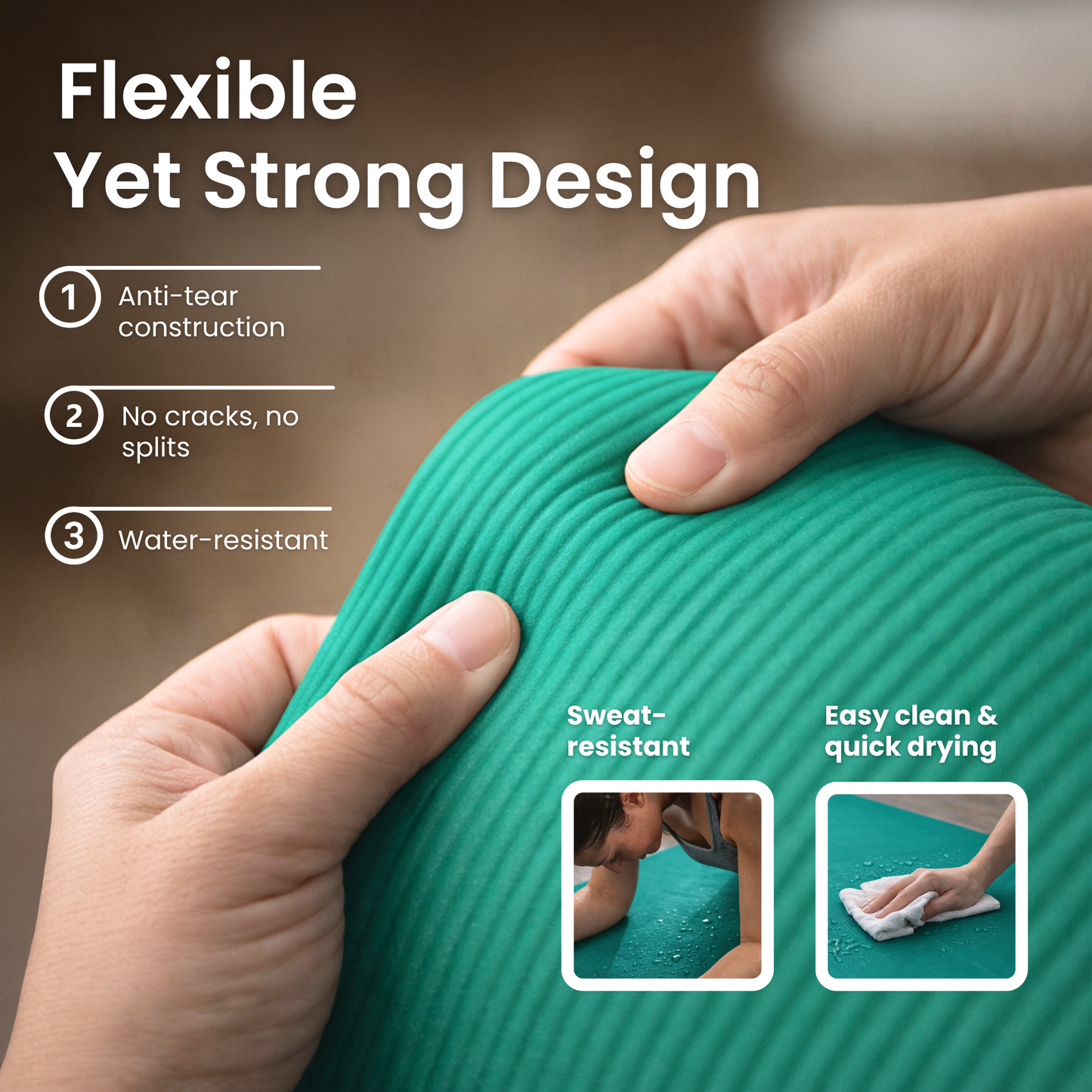 Lockie Fitness Yoga Mat 8 mm Thick, Non Slip Exercise Mat for Women and Men, TPE Foam Pilates Mat, Gym Mat for Home Workout, Yoga, Pilates, Exercise & Gymnastics, 180 x 60 cm - Teal