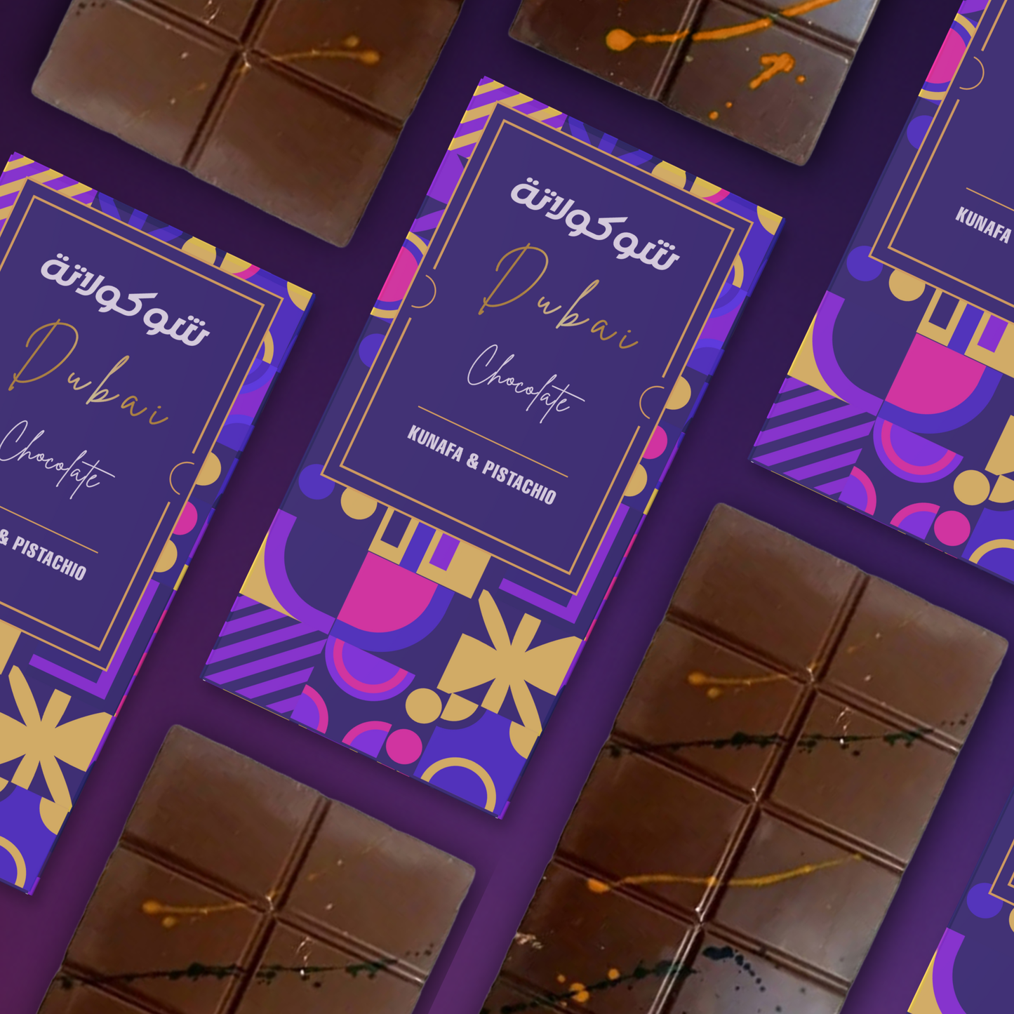 Le Damas 200g Dubai Chocolate Assortment –– Perfect Box For Kids Family,Friend (Pack of 1, Kunafa & Pistachio (Dark Chocolate)
