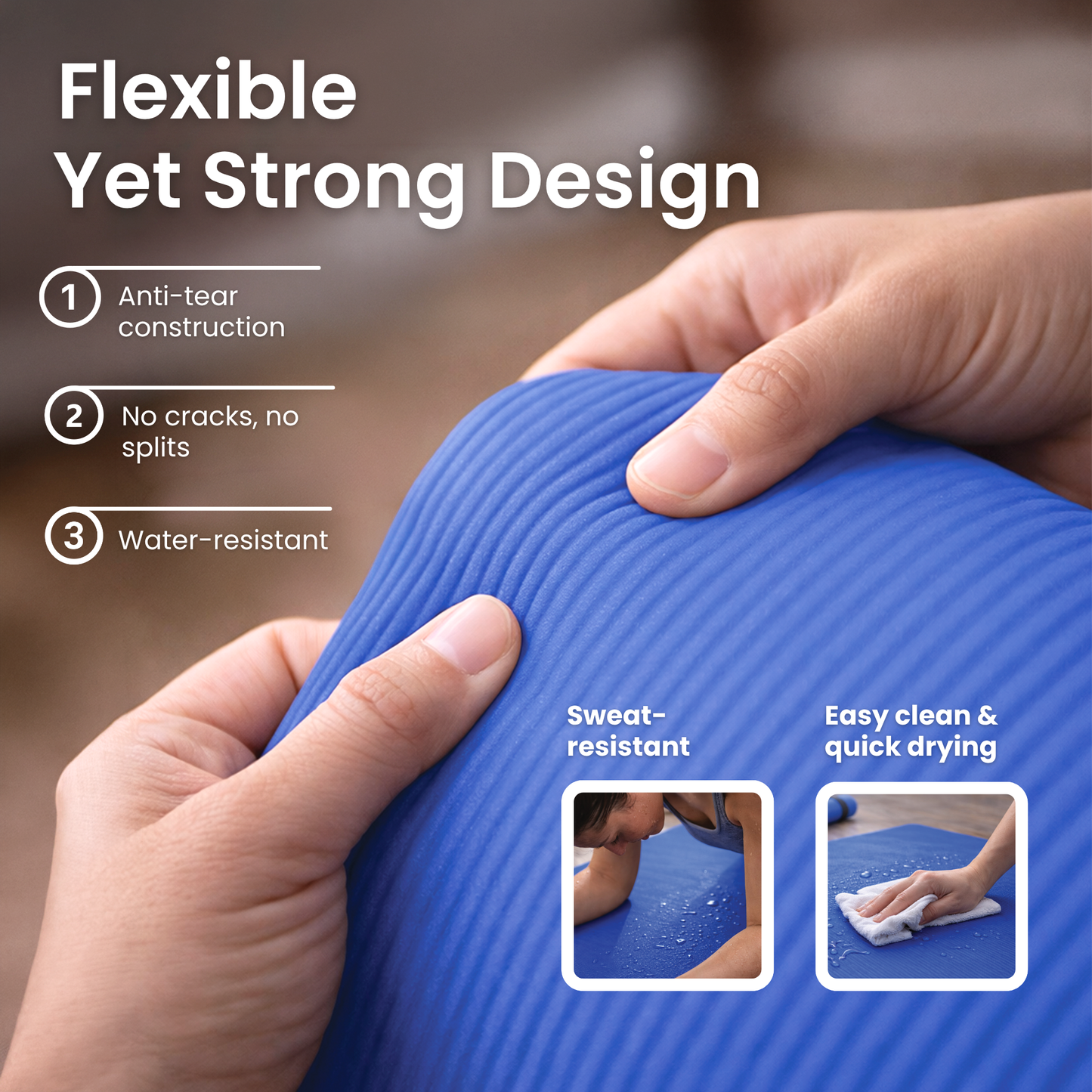 Lockie Fitness Yoga Mat 8 mm Thick, Non Slip Exercise Mat for Women and Men, TPE Foam Pilates Mat, Gym Mat for Home Workout, Yoga, Pilates, Exercise & Gymnastics, 180 x 60 cm - Blue