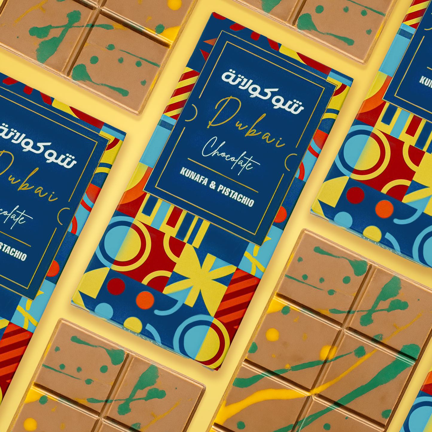 Le Damas 200g Dubai Chocolate Assortment –– Perfect Box For Kids Family,Friend (Pack of 1, Kunafa & Pistachio (Milk Chocolate)