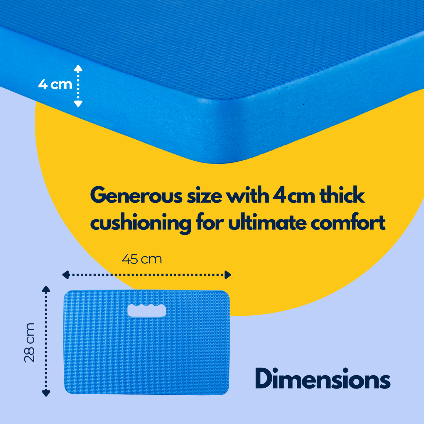 Straame Garden Kneeling Pad – Comfortable EVA Foam Kneeler Mat (45×28×4 cm) for Gardening, Cleaning, Baby Bath, Mechanics & More – Water-Resilient, Portable With Built-in Carry Handle(Blue)