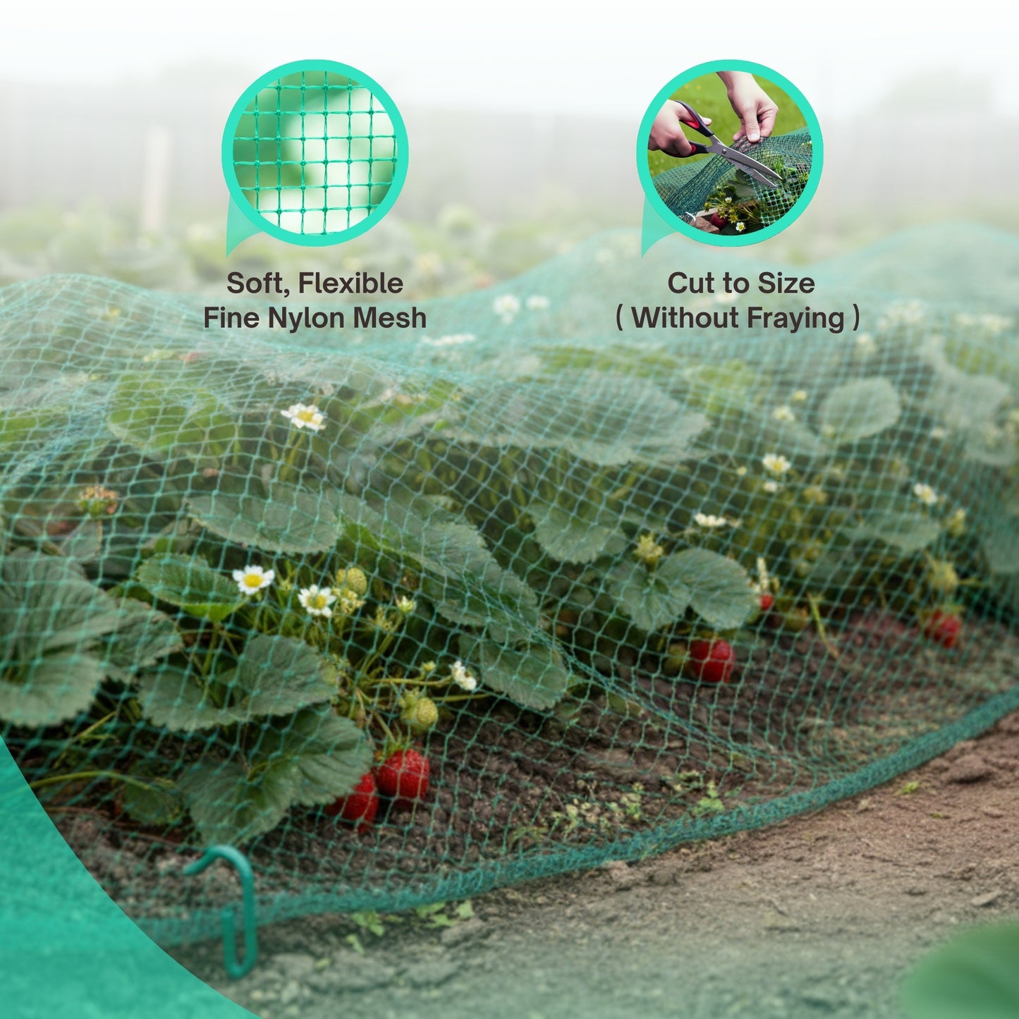 Straame Garden Netting 4m x 10m, Green Nylon Fine Garden Mesh, Gardening Anti Bird Netting for Vegetable Patch & Raised Beds, Allotment & Pond Net Cover, Plant Protection, Cat Deterrent, UV Resistant