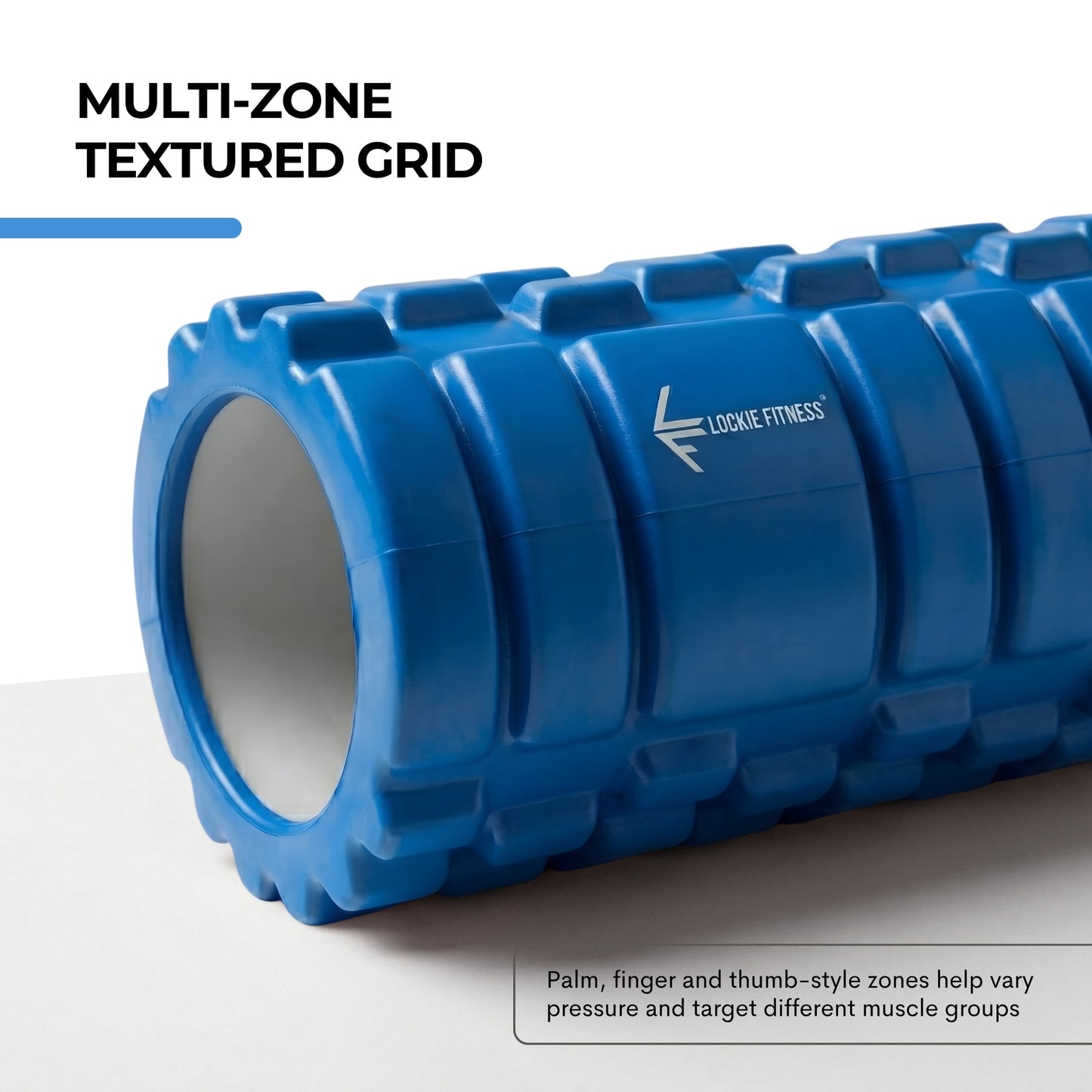 Foam Roller, Deep Tissue Massage Roller with Trigger Point Foam Roller Grid for Back, Legs, Calves & Fascia, Medium Density Pilates Roller, Yoga Roller & Gym Roller for Recovery (Blue)
