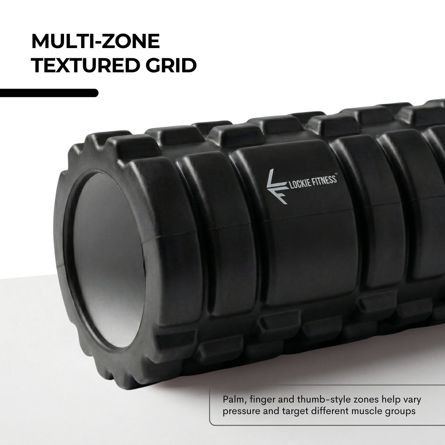 Foam Roller, Deep Tissue Massage Roller with Trigger Point Foam Roller Grid for Back, Legs, Calves & Fascia, Medium Density Pilates Roller, Yoga Roller & Gym Roller for Recovery (Black)