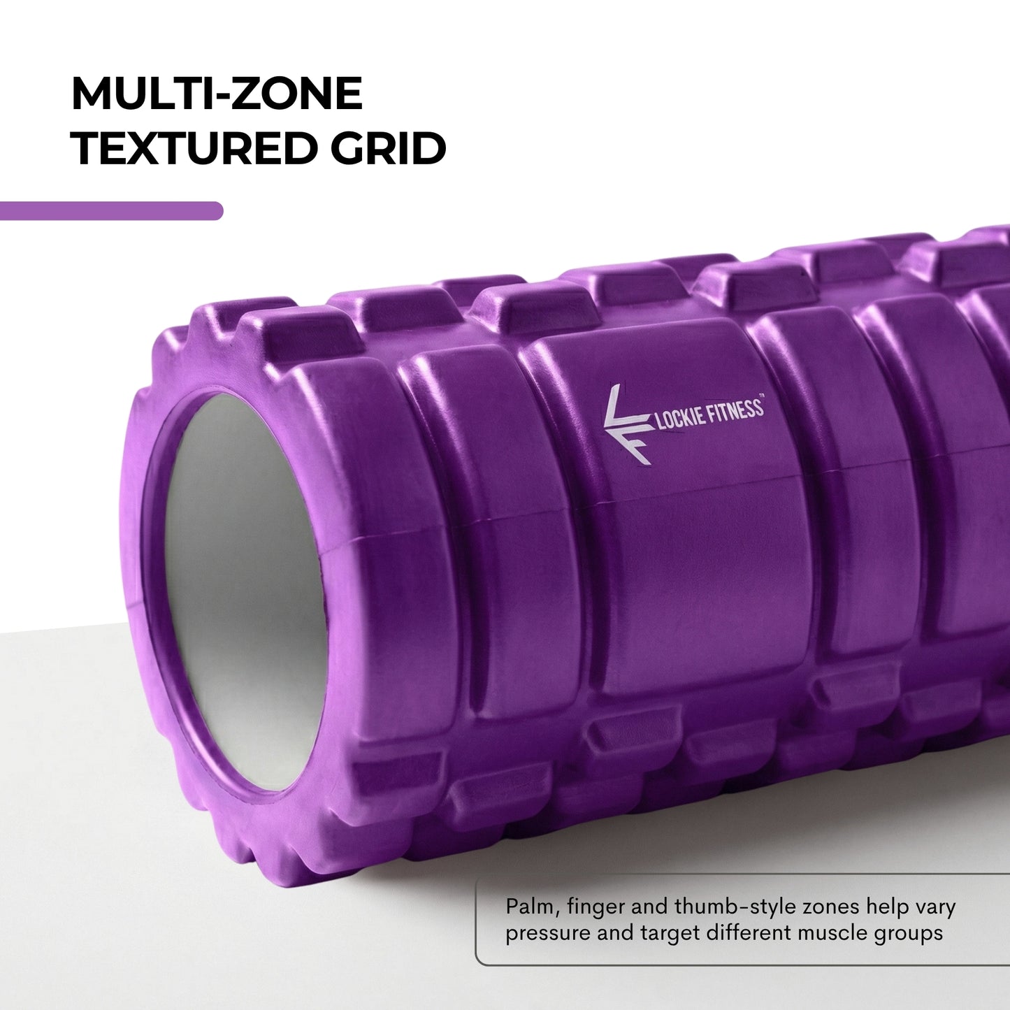 Foam Roller, Deep Tissue Massage Roller with Trigger Point Foam Roller Grid for Back, Legs, Calves & Fascia, Medium Density Pilates Roller, Yoga Roller & Gym Roller for Recovery (Purple)