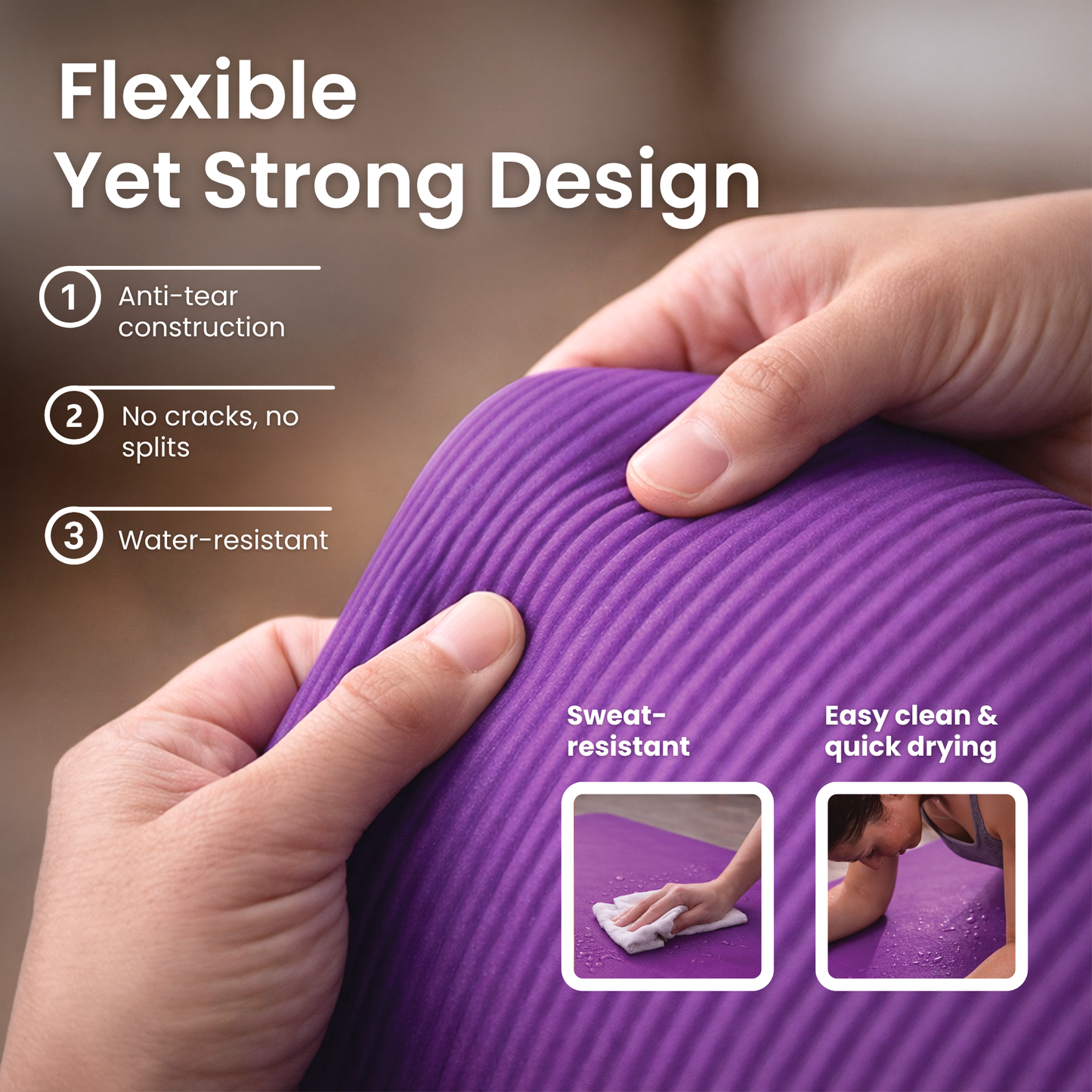 Lockie Fitness Yoga Mat 8 mm Thick, Non Slip Exercise Mat for Women and Men, TPE Foam Pilates Mat, Gym Mat for Home Workout, Yoga, Pilates, Exercise & Gymnastics, 180 x 60 cm - Purple